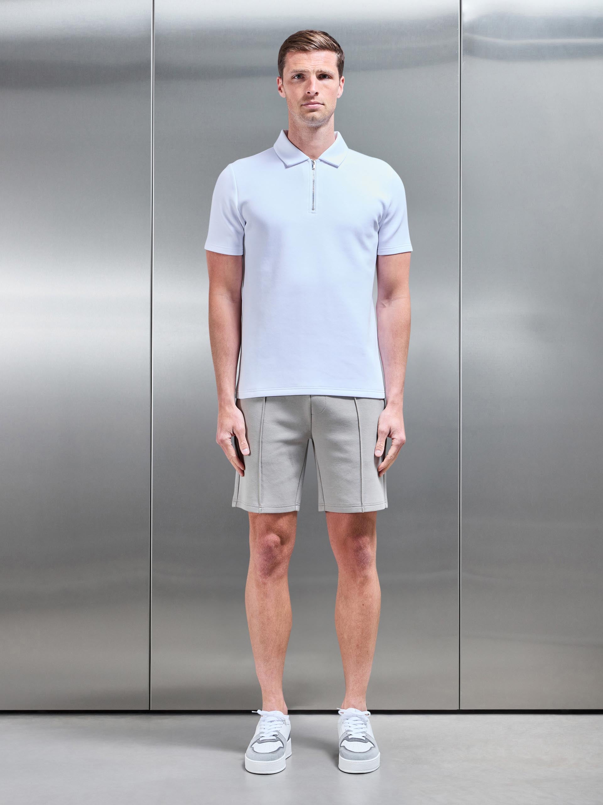 Everyday Luxe Zip Polo Shirt in White