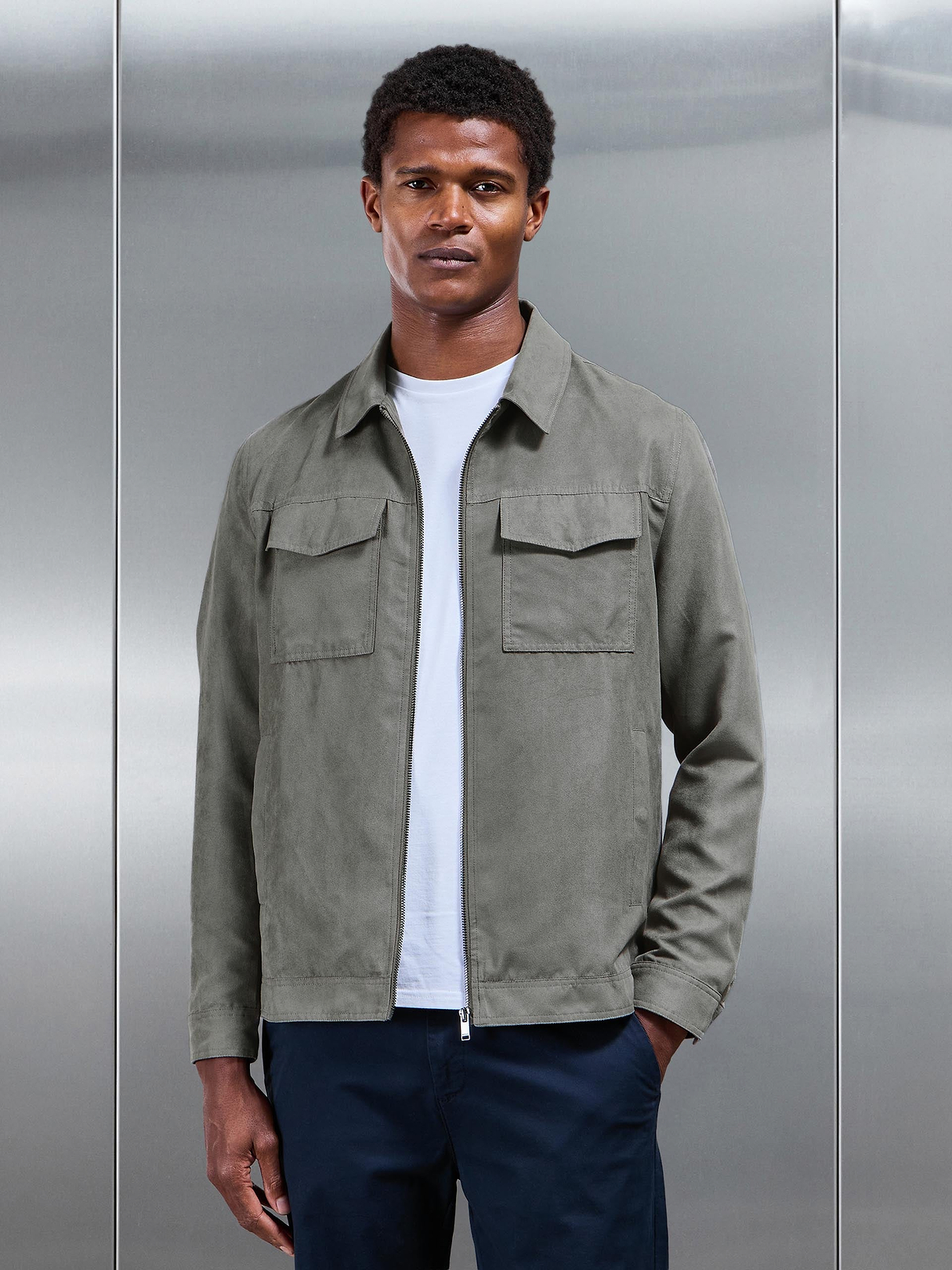 Faux Suede Jacket in Dark Stone | ARNE UK