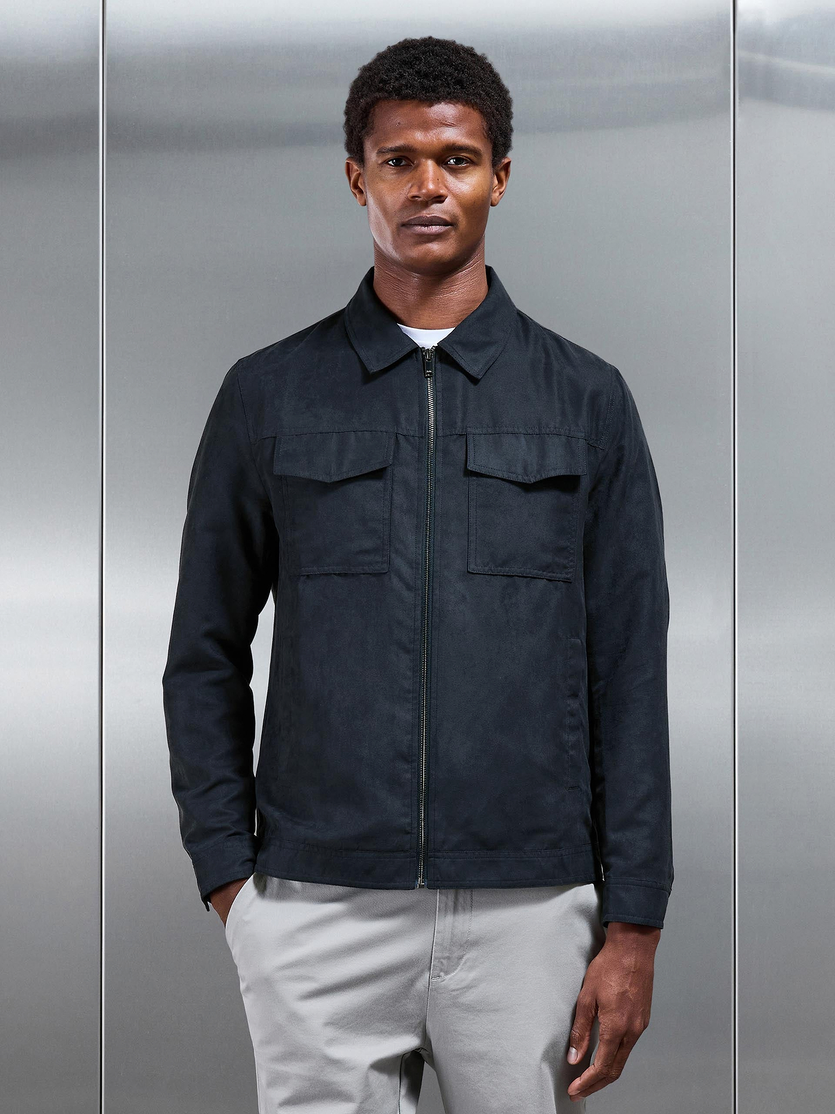 Faux Suede Jacket in Navy | ARNE UK Faux Suede Jacket in Navy | ARNE UK