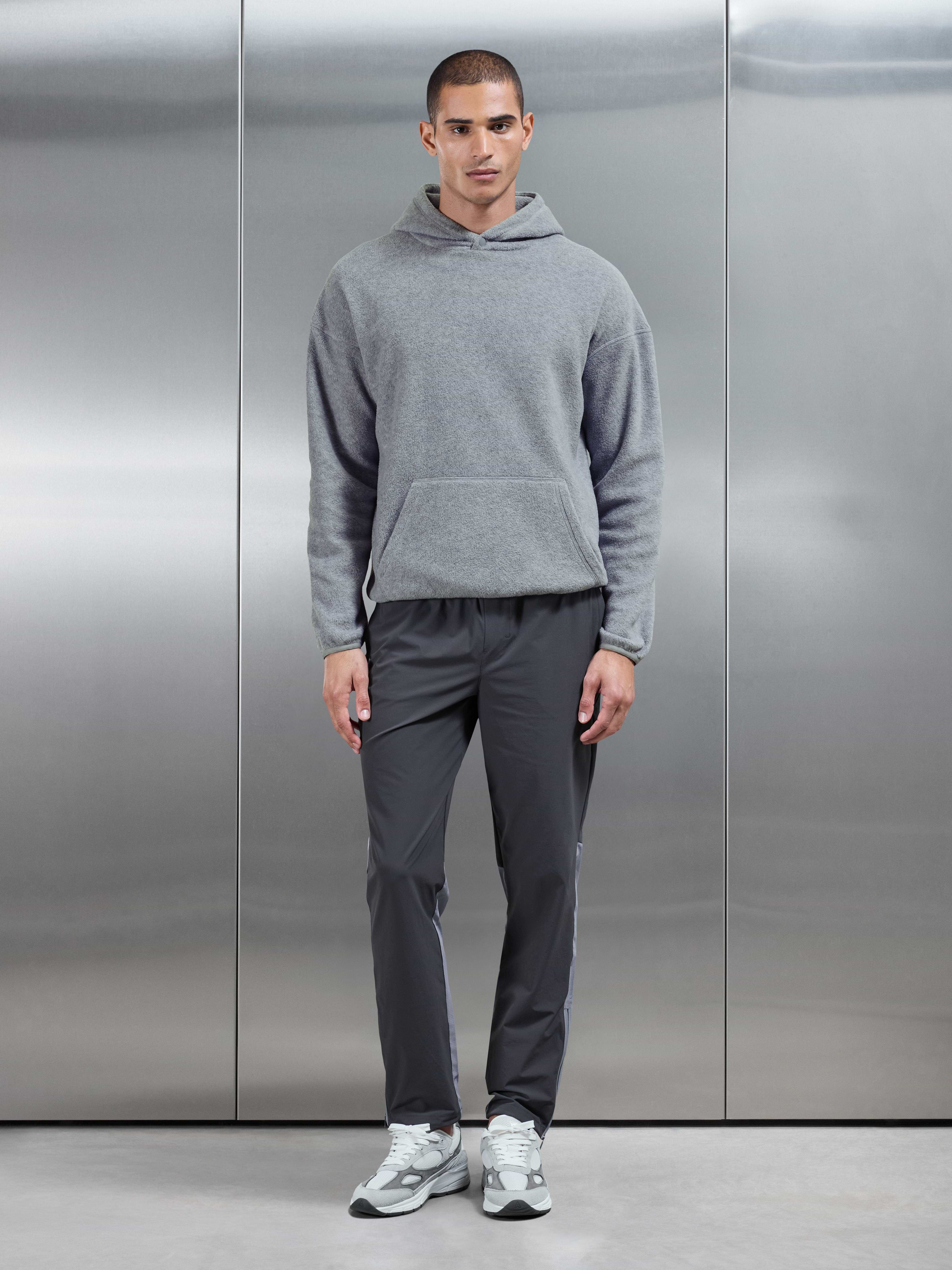 Fleece Relaxed Fit Half Zip in Grey Marl