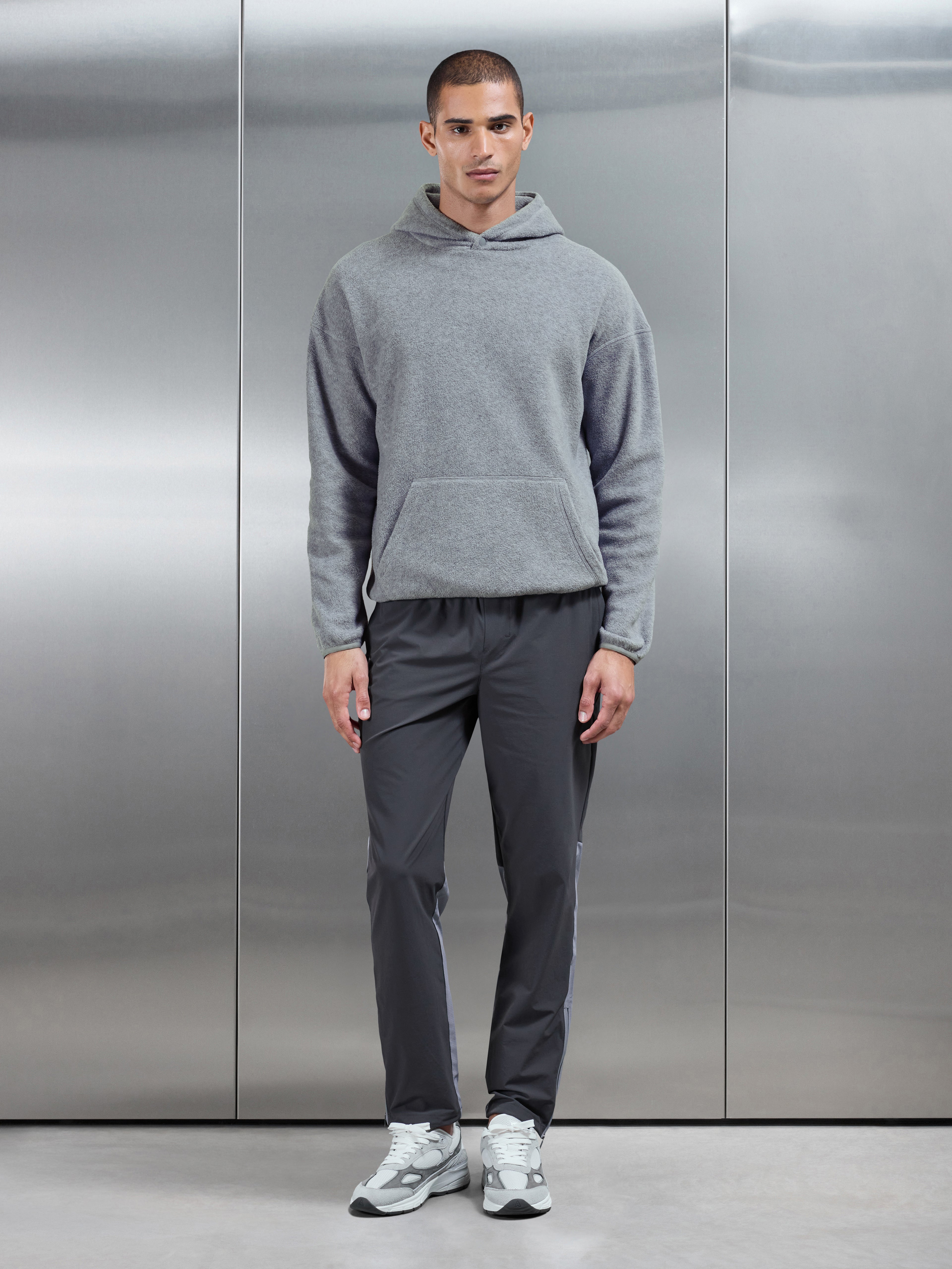 Fleece Relaxed Fit Half Zip in Grey Marl