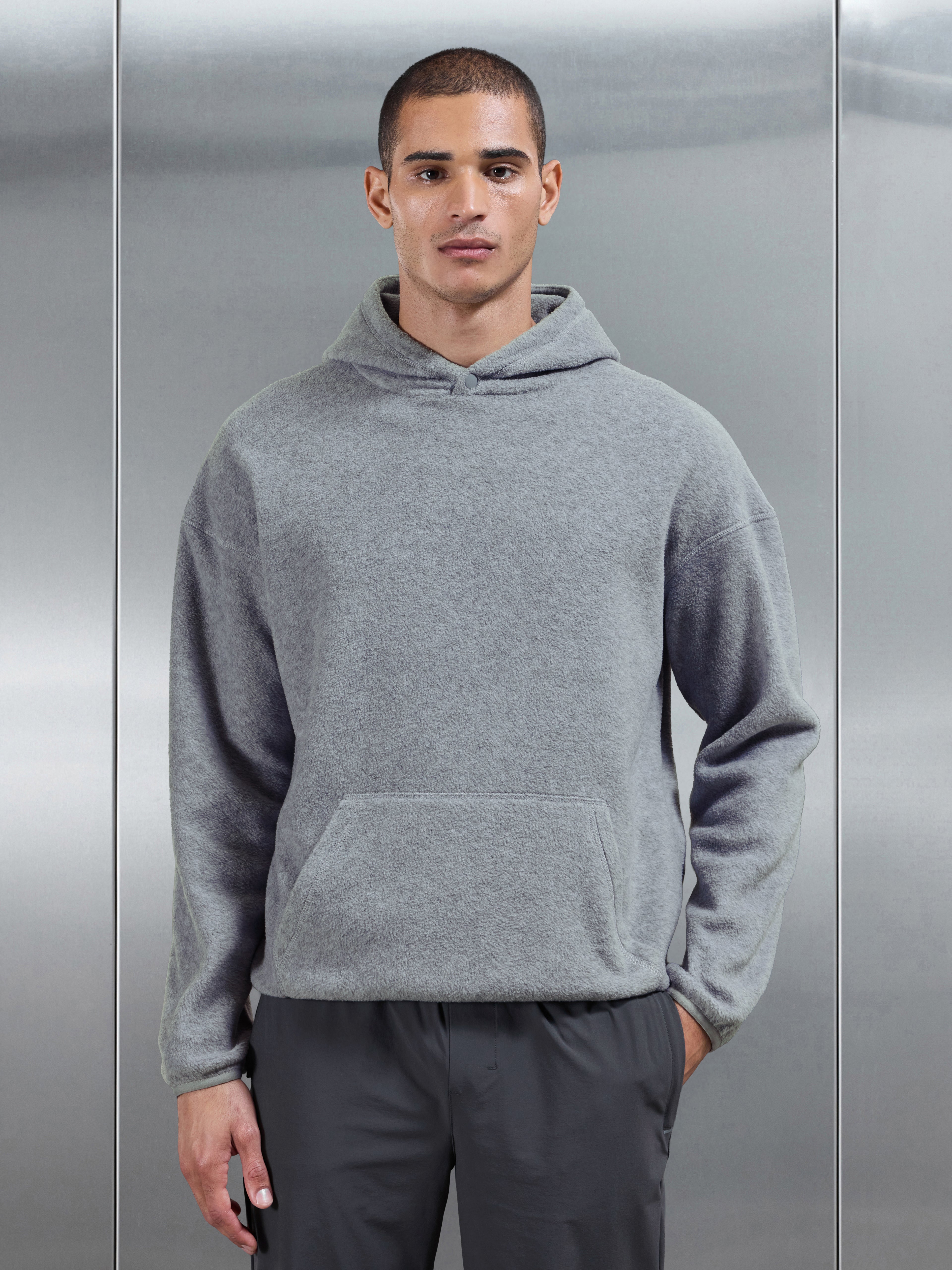Fleece Relaxed Fit Half Zip in Grey Marl