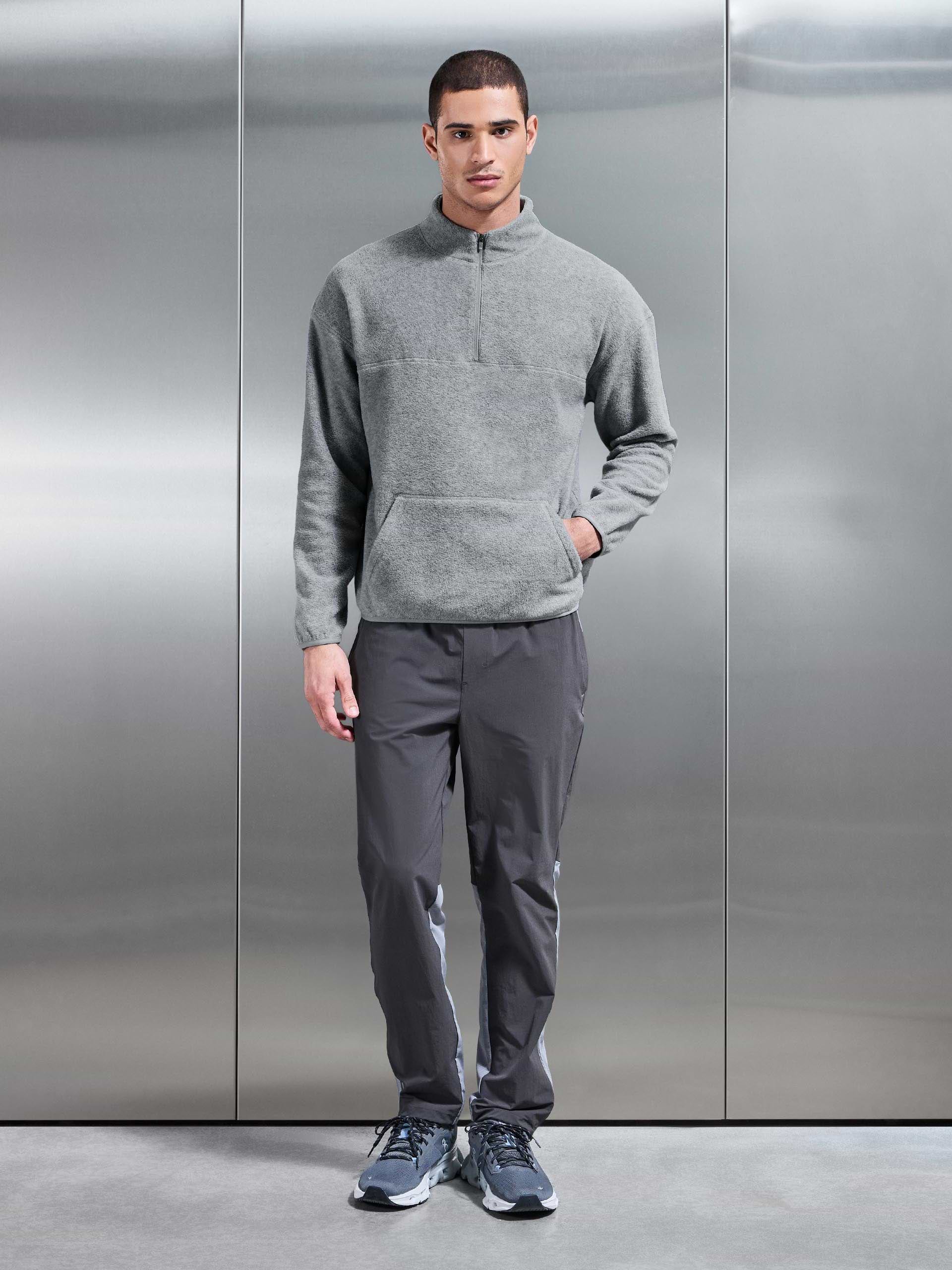 Fleece Relaxed Fit Half Zip in Grey Marl