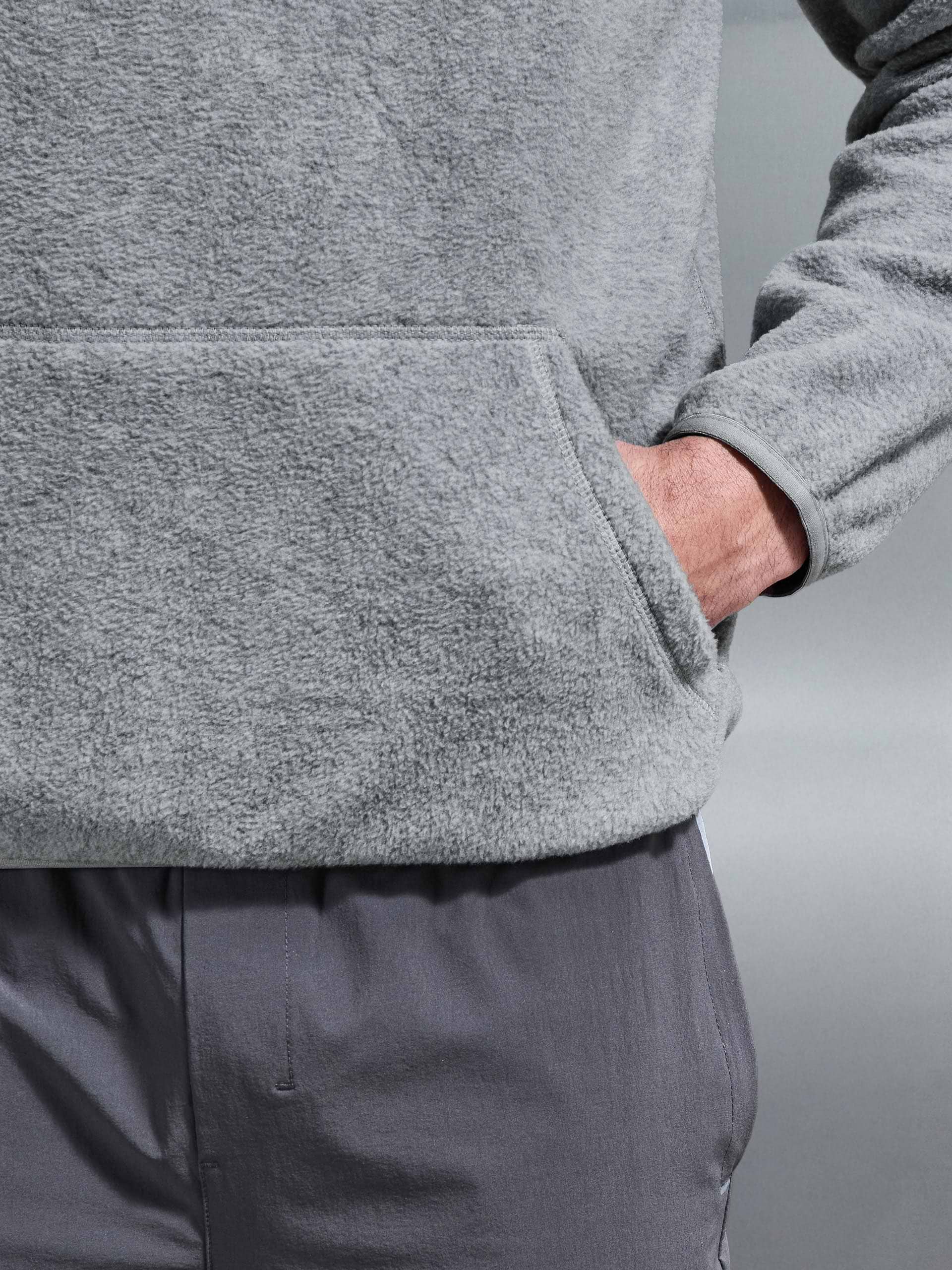Fleece Relaxed Fit Half Zip in Grey Marl