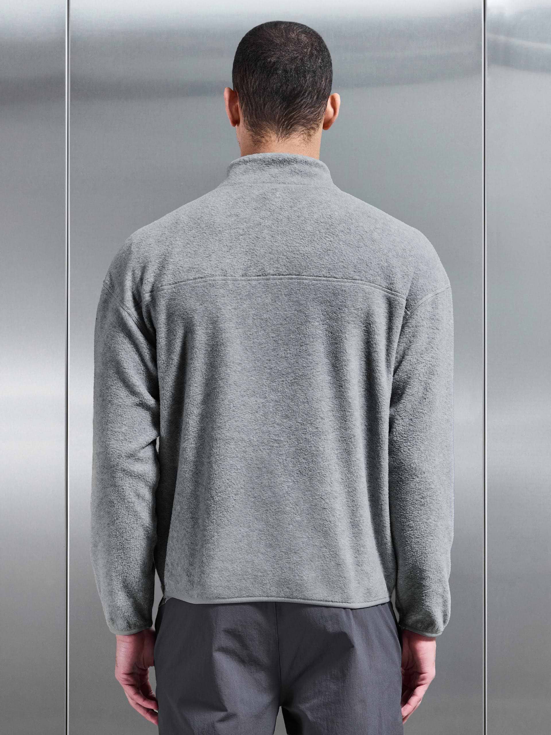 Fleece Relaxed Fit Half Zip in Grey Marl