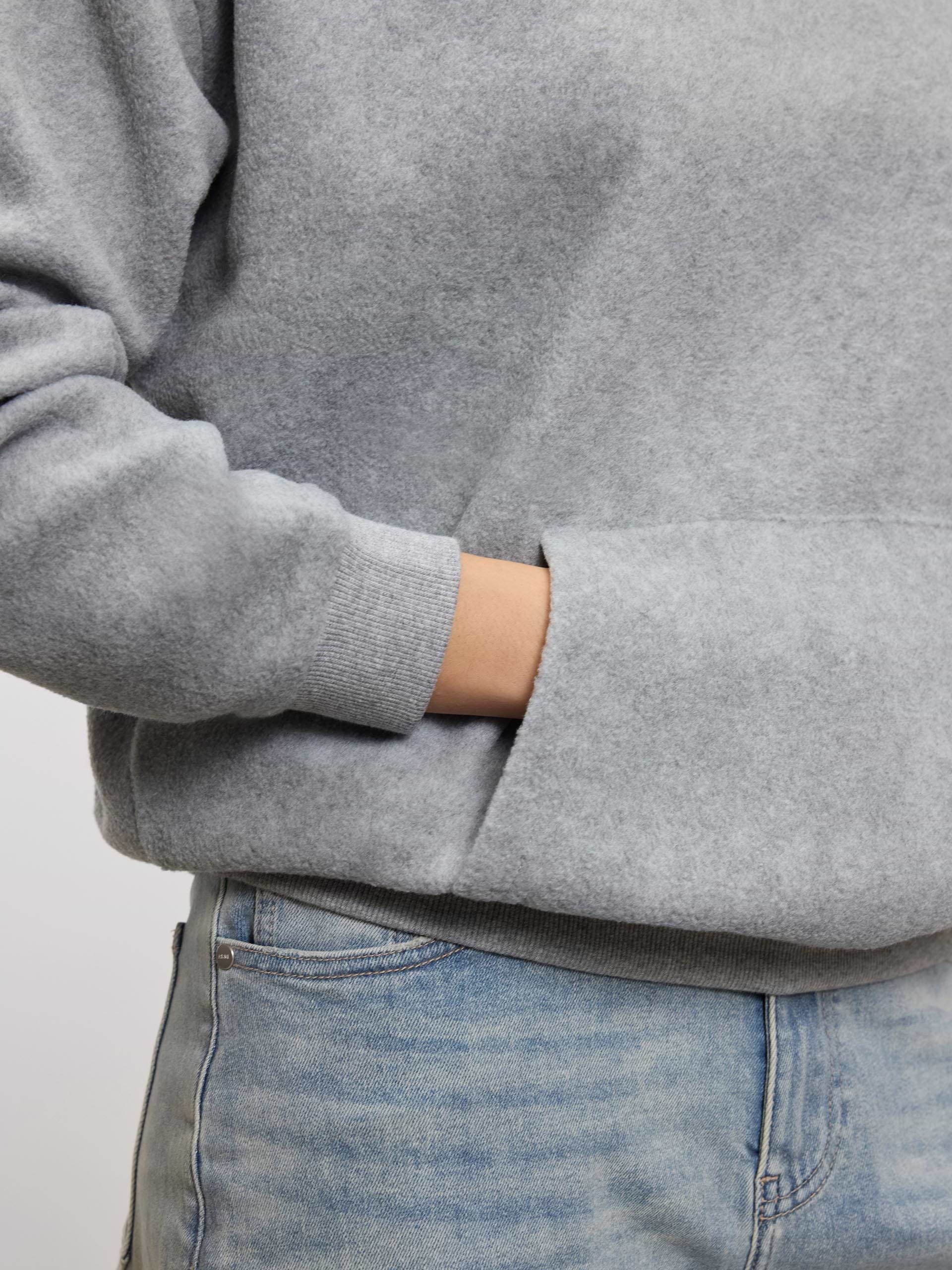 Womens Fleece Relaxed Hoodie in Marl Grey
