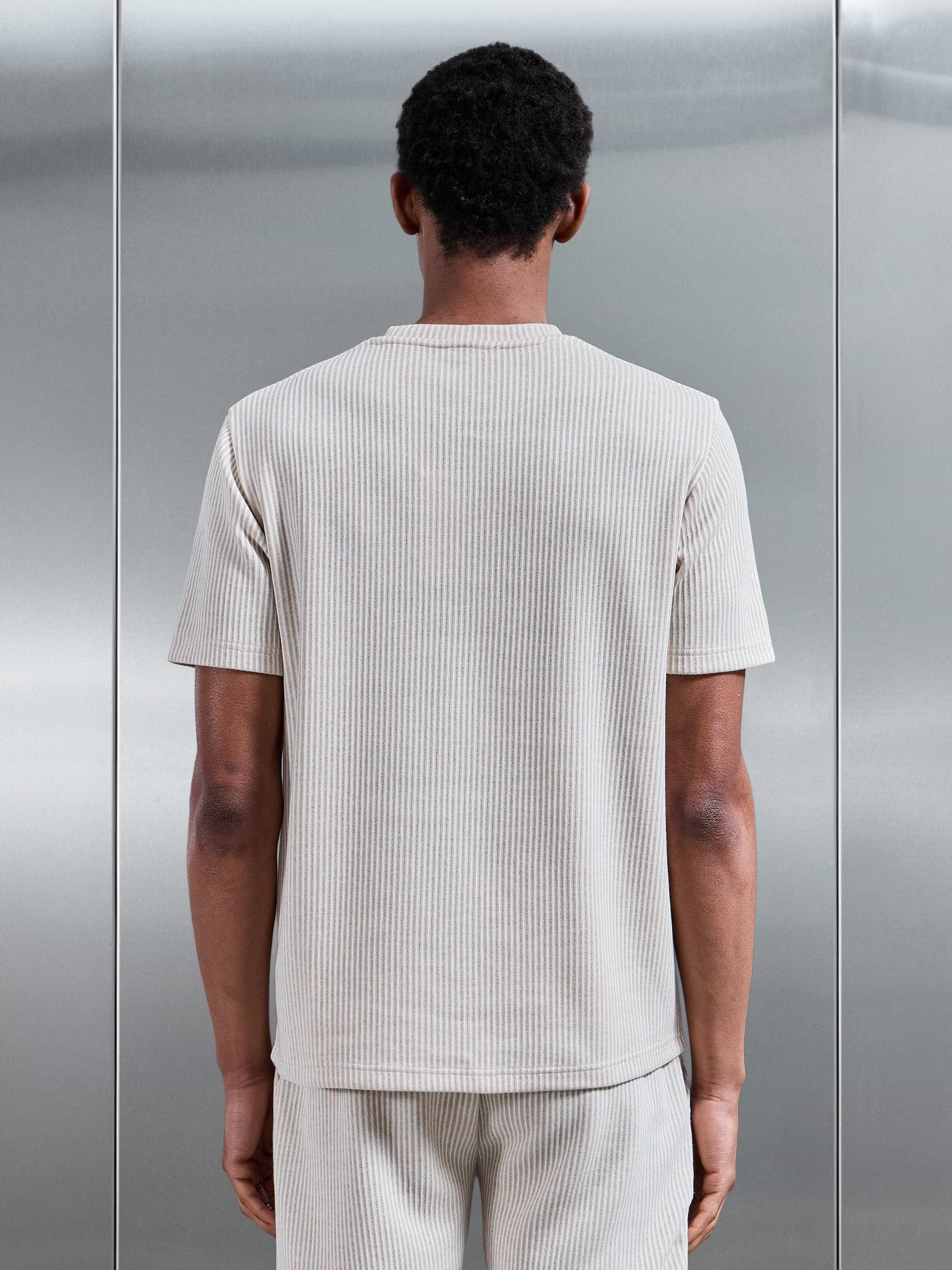 Forde Knitted Stripe T-Shirt in Stone