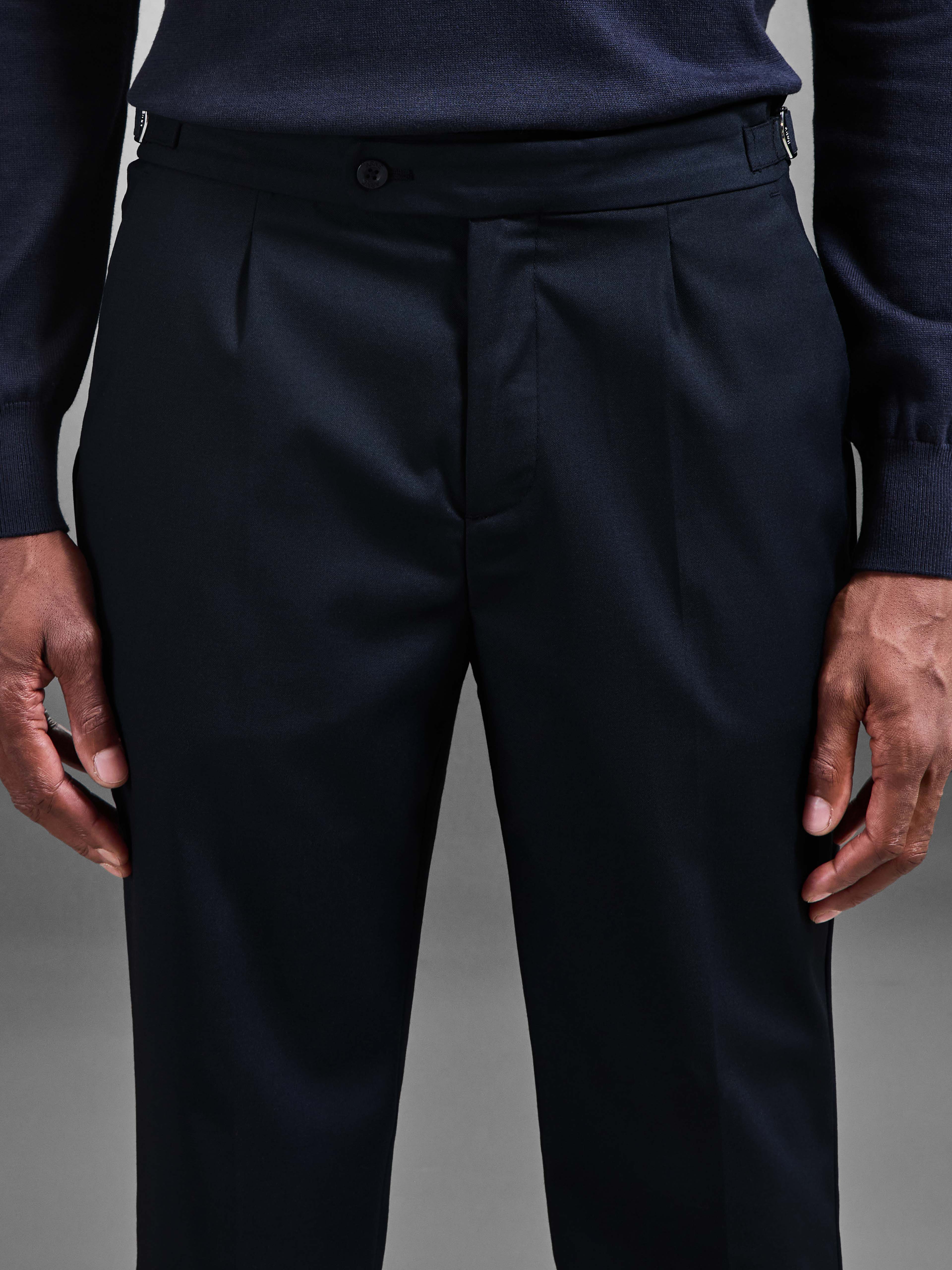 Formal Stretch Side Adjuster Trouser in Navy