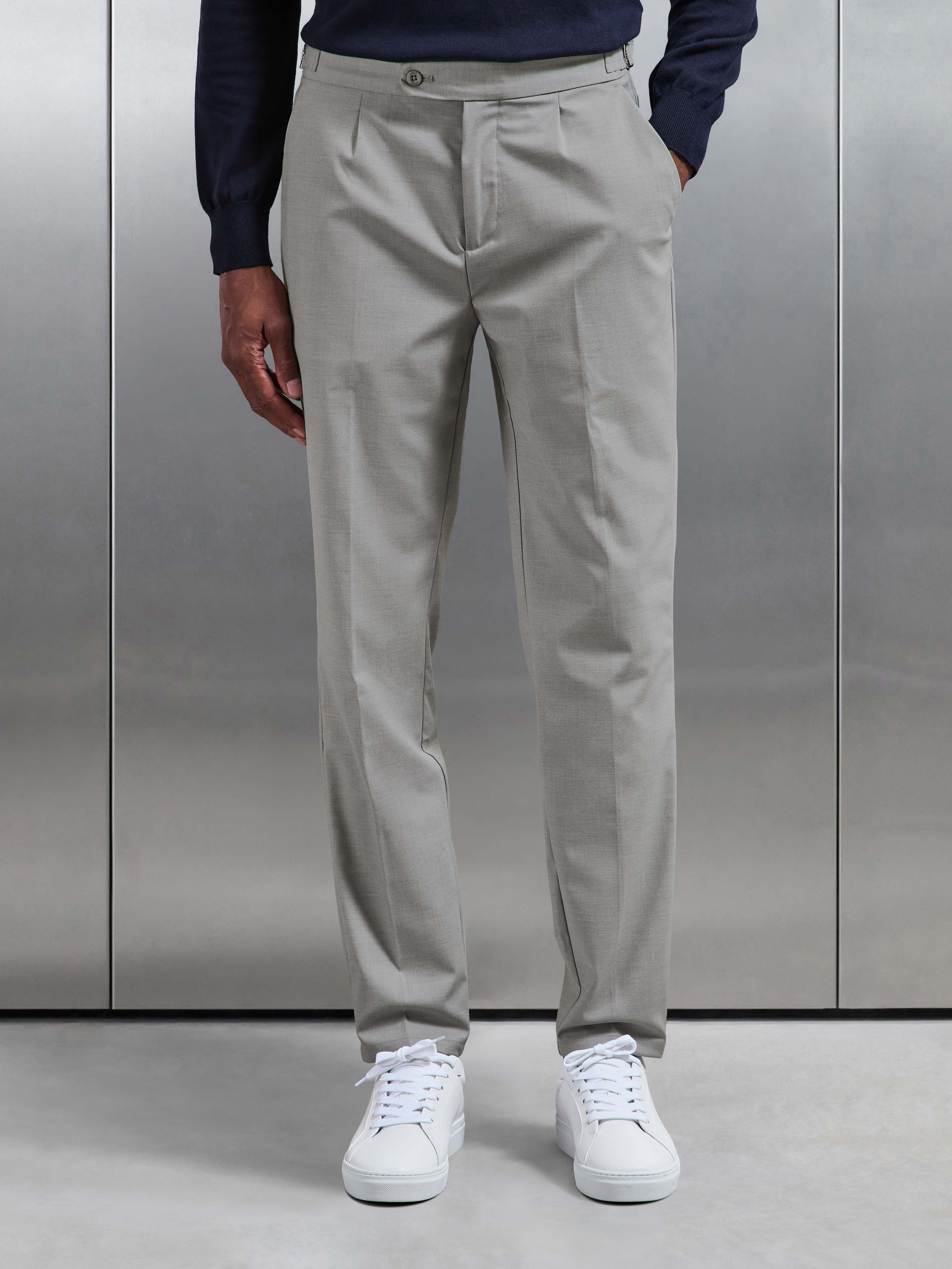 Formal Stretch Side Adjuster Trouser in Stone