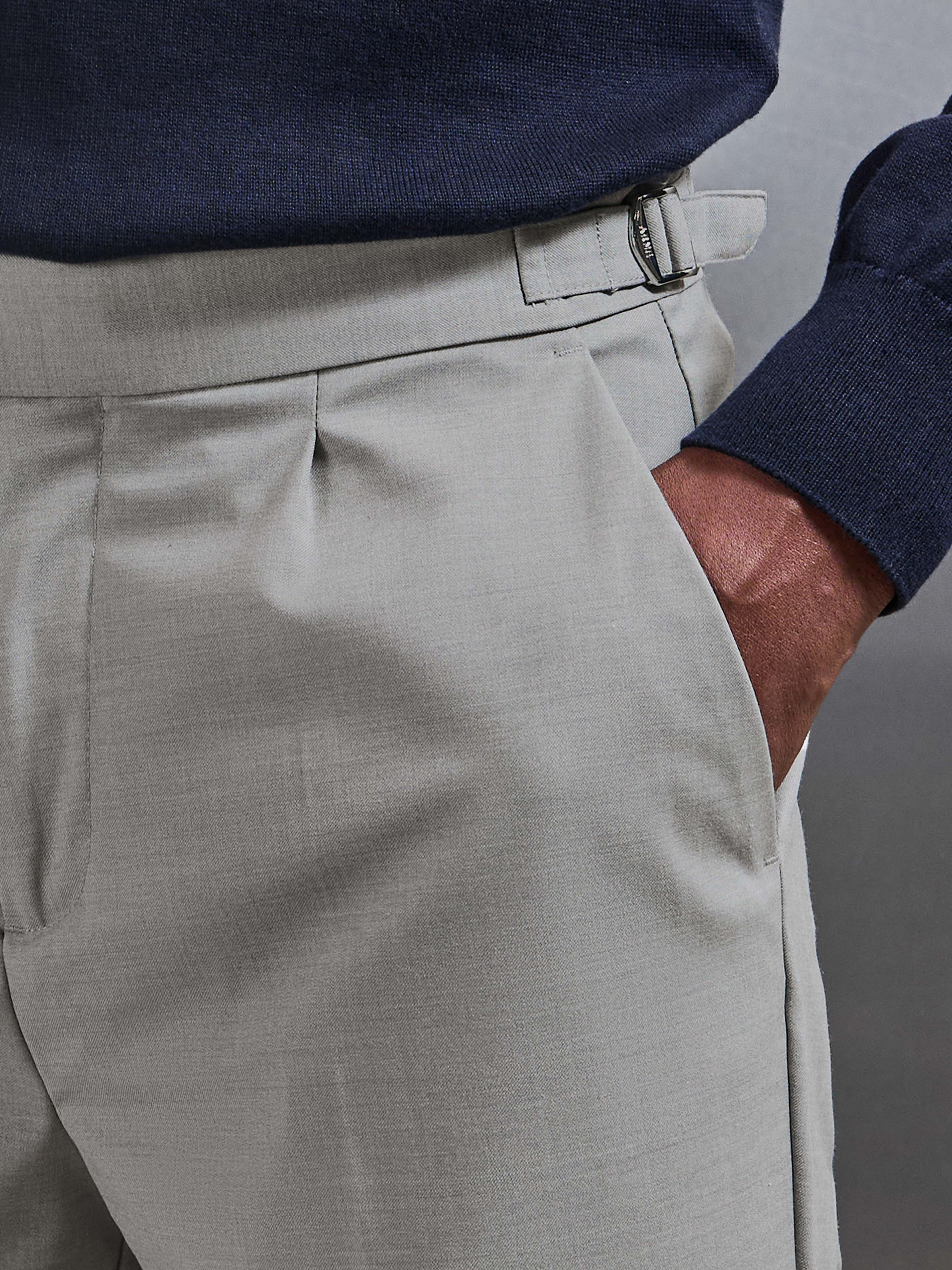 Formal Stretch Side Adjuster Trouser in Stone