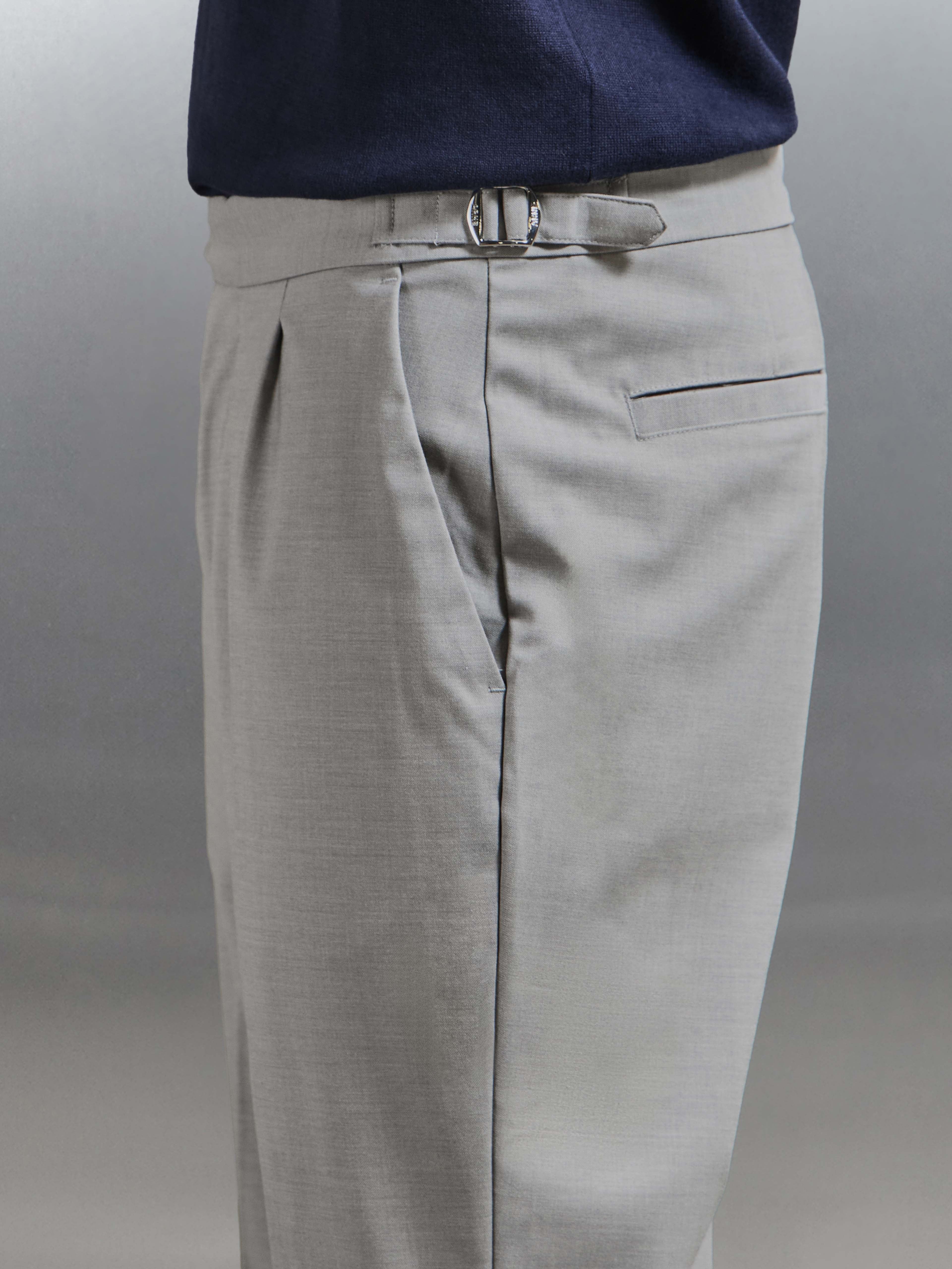 Formal Stretch Side Adjuster Trouser in Stone