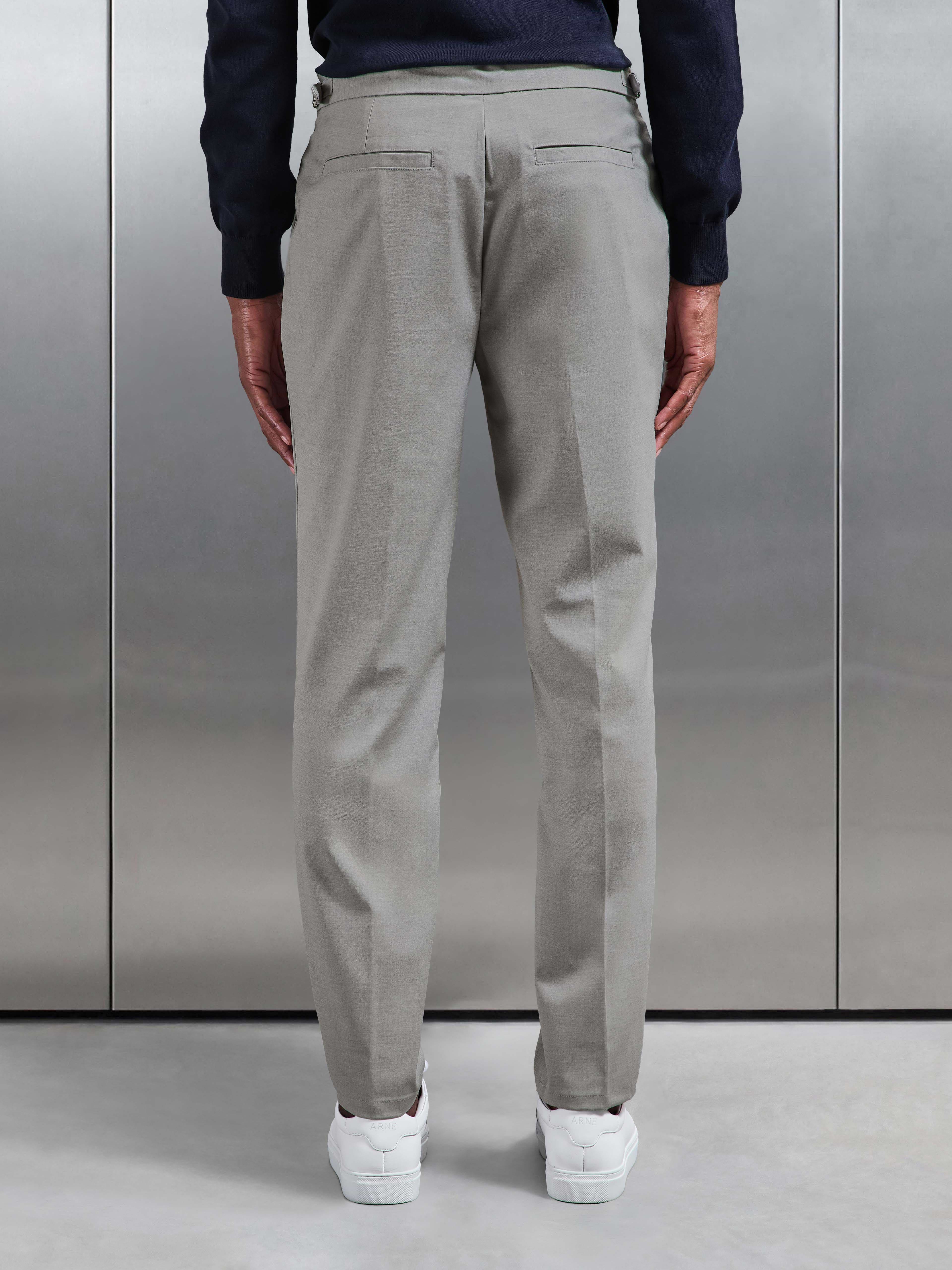 Formal Stretch Side Adjuster Trouser in Stone
