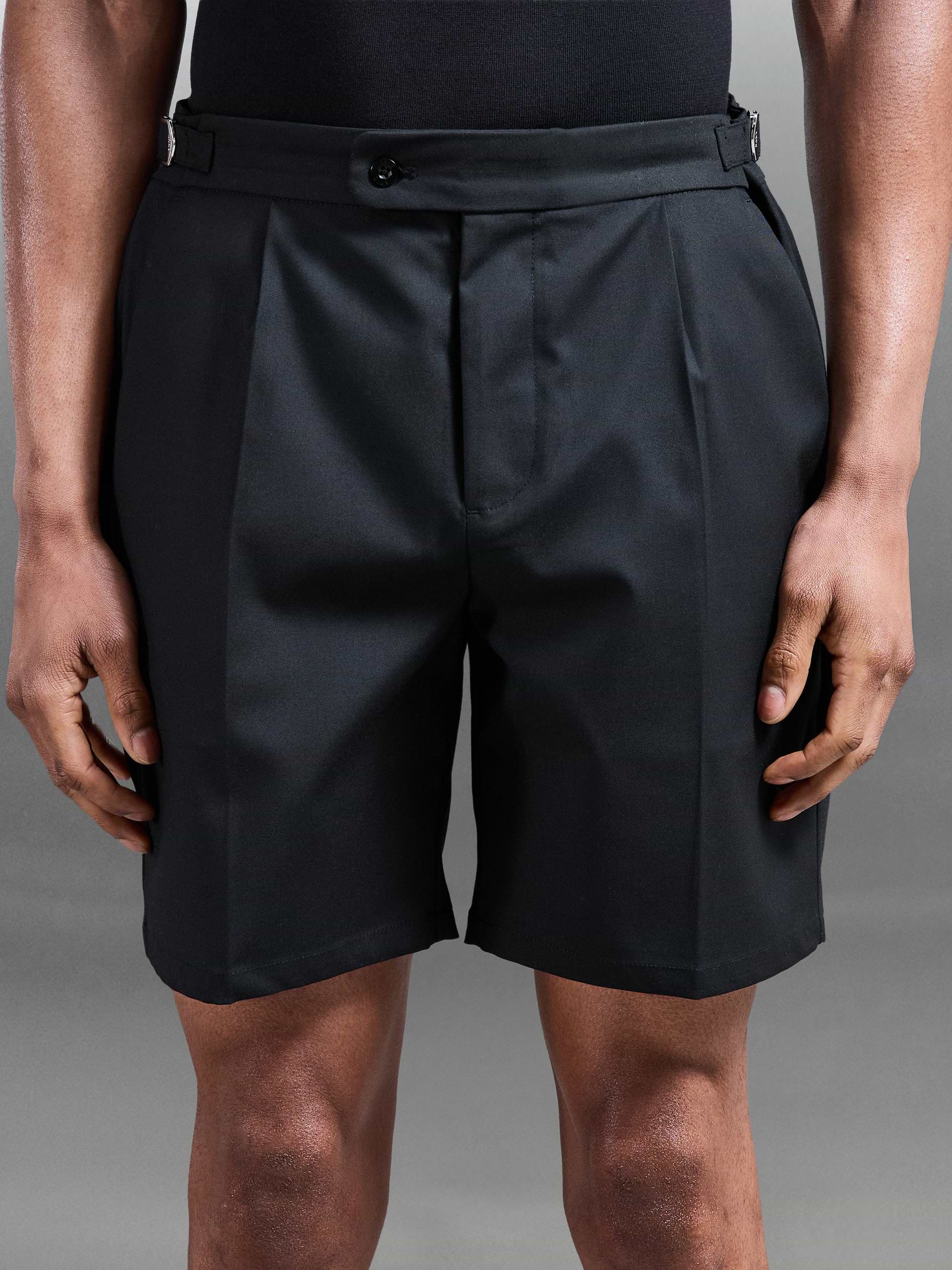 Formal Stretch Side Adjuster Short in Black