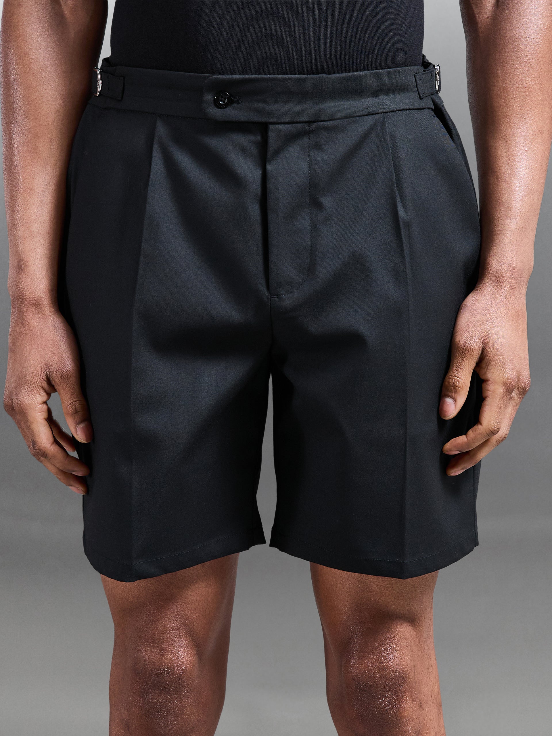Formal Stretch Side Adjuster Short in Black