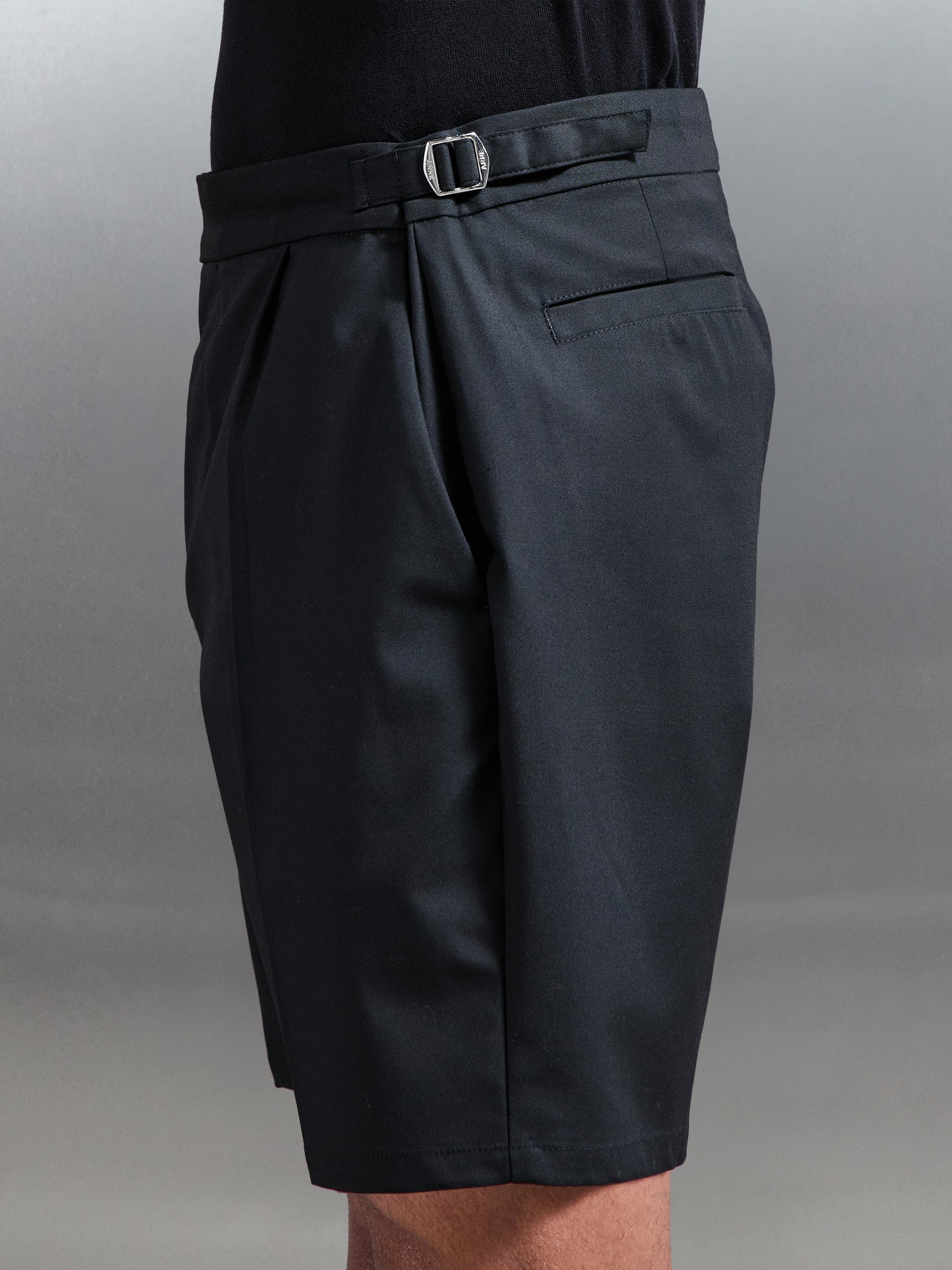 Formal Stretch Side Adjuster Short in Black
