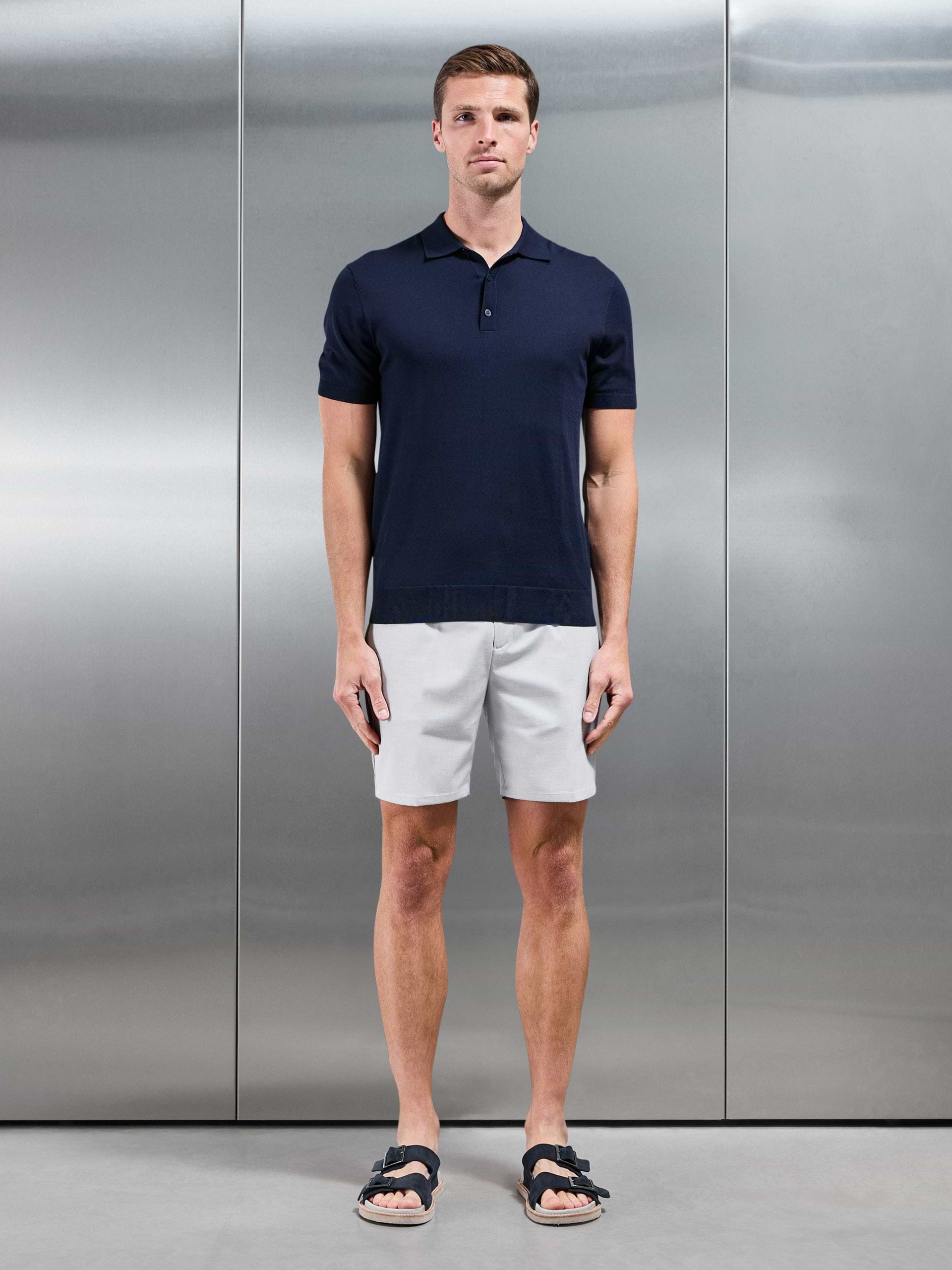 Formal Stretch Side Adjuster Short in Off White