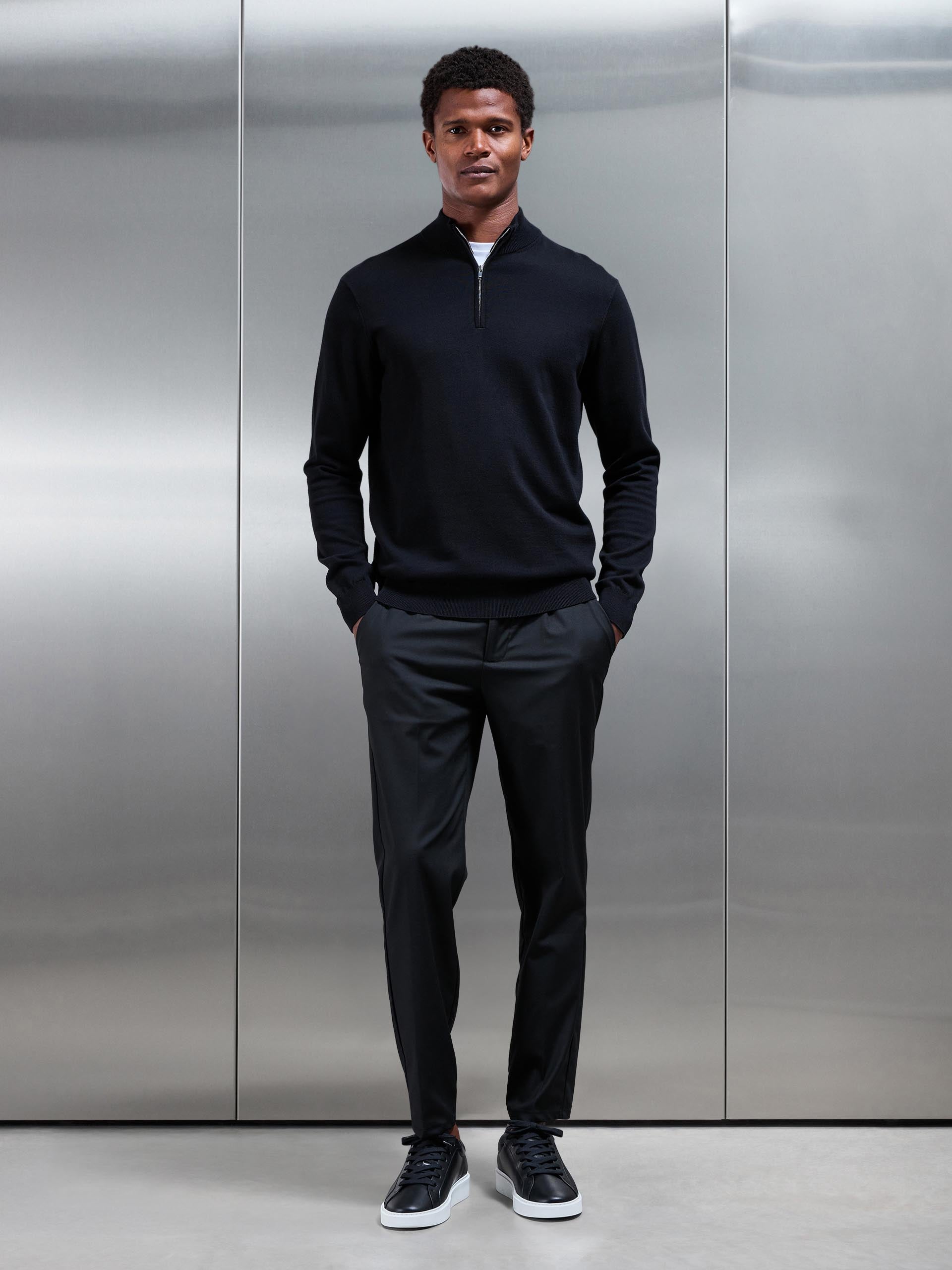 Formal Stretch Side Adjuster Trouser in Black