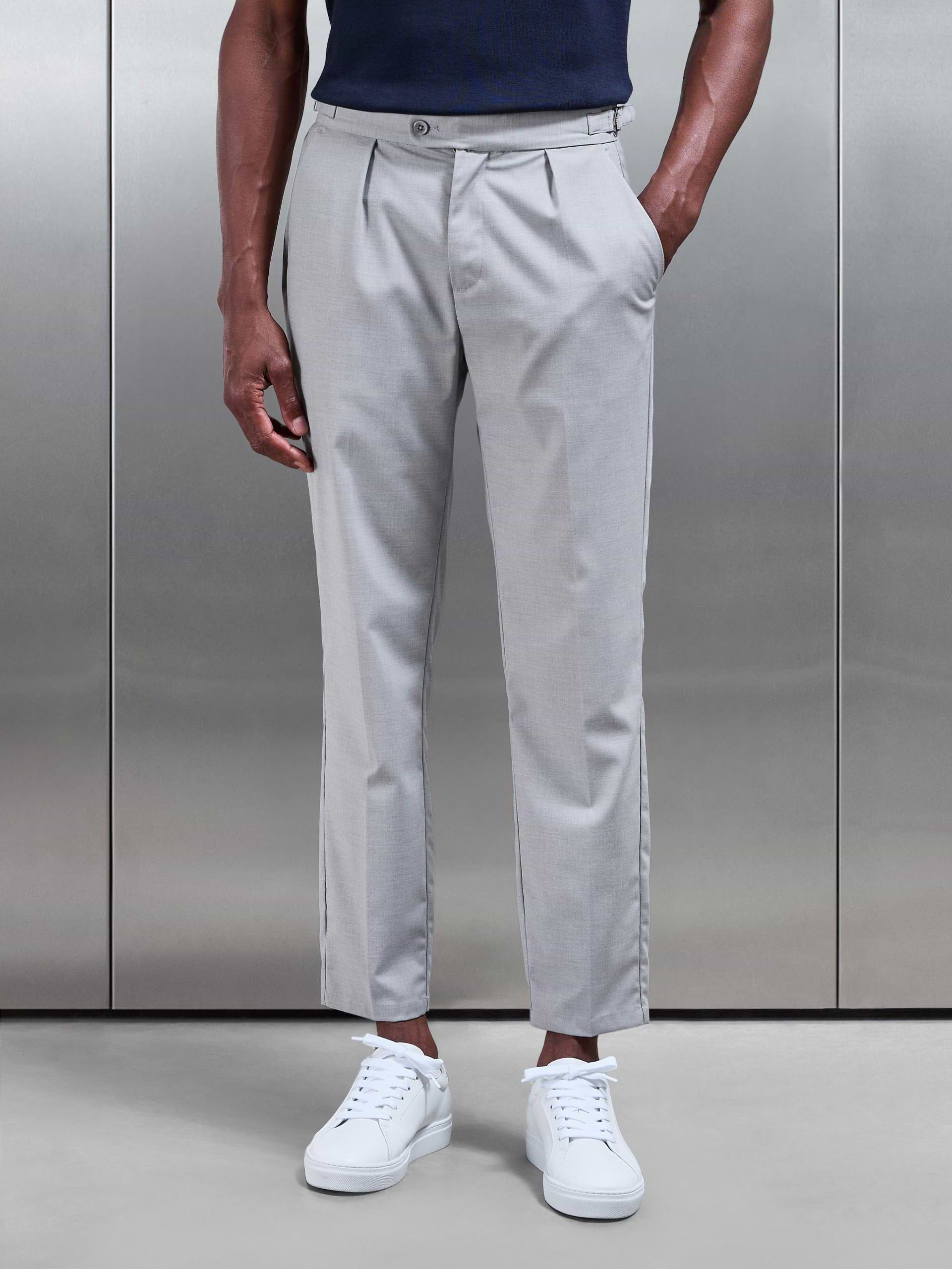 Formal Stretch Side Adjuster Trouser in Stone