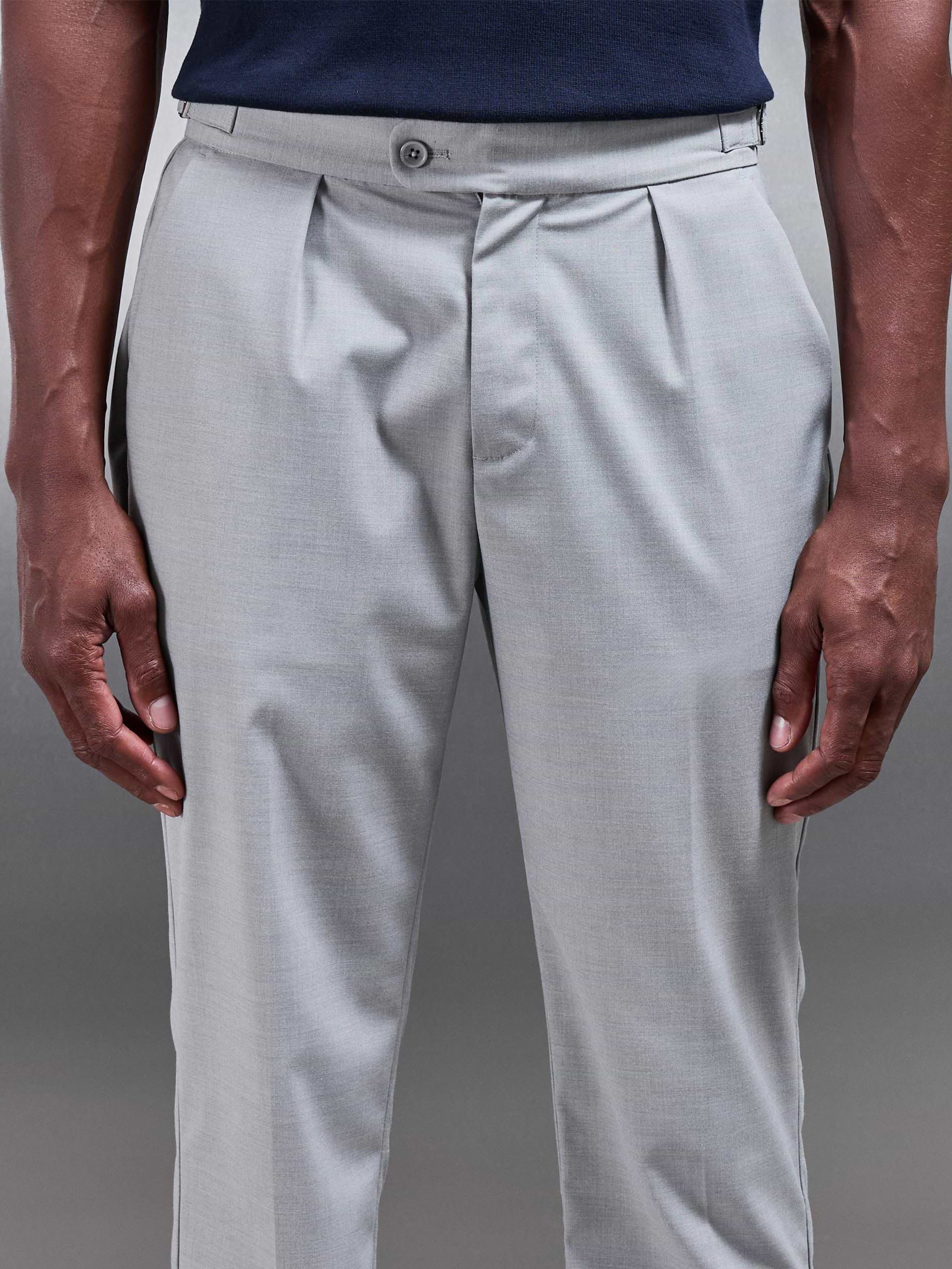 Formal Stretch Side Adjuster Trouser in Stone