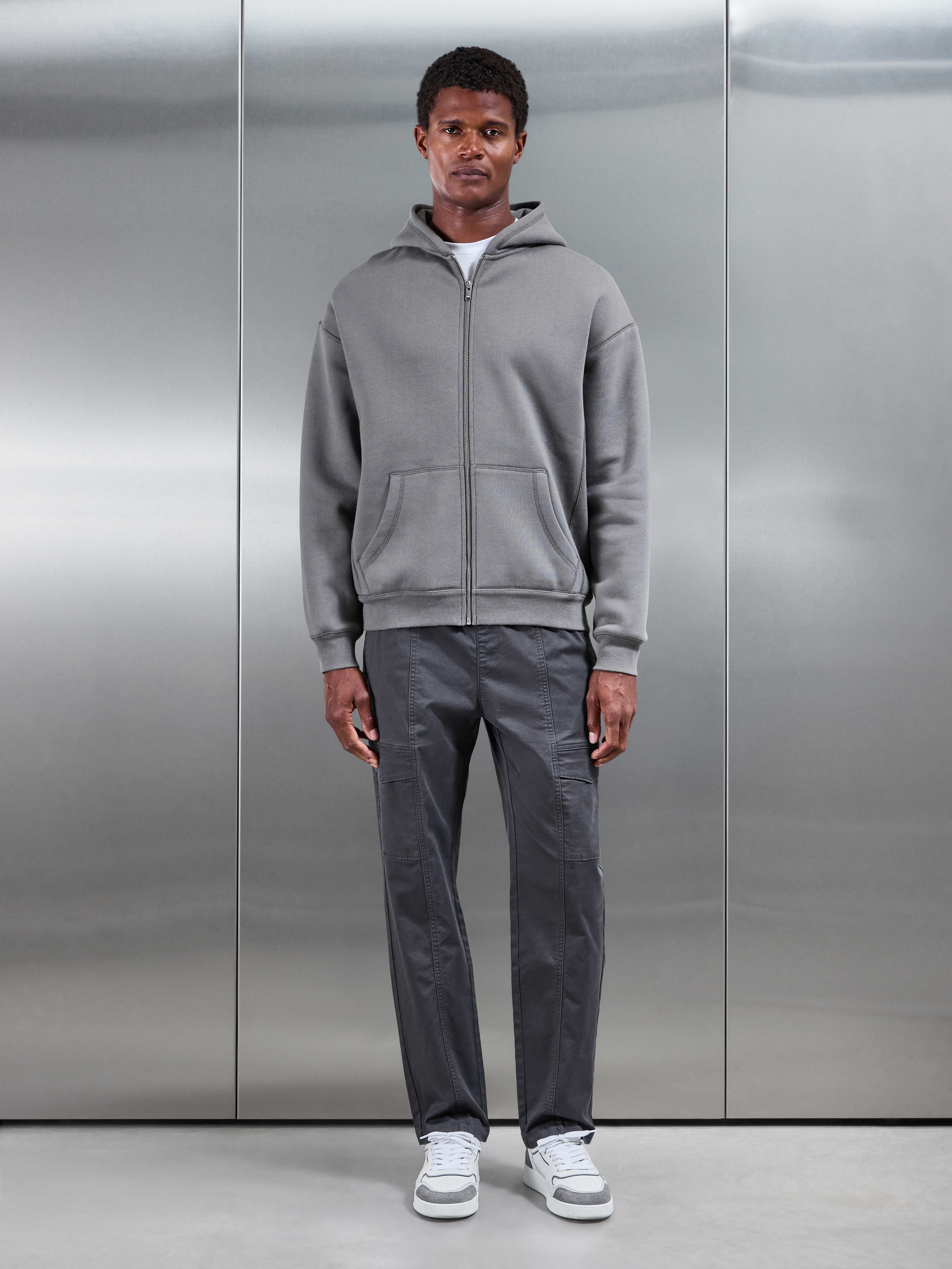 Front Stitch Cotton Cargo Pant in Grey
