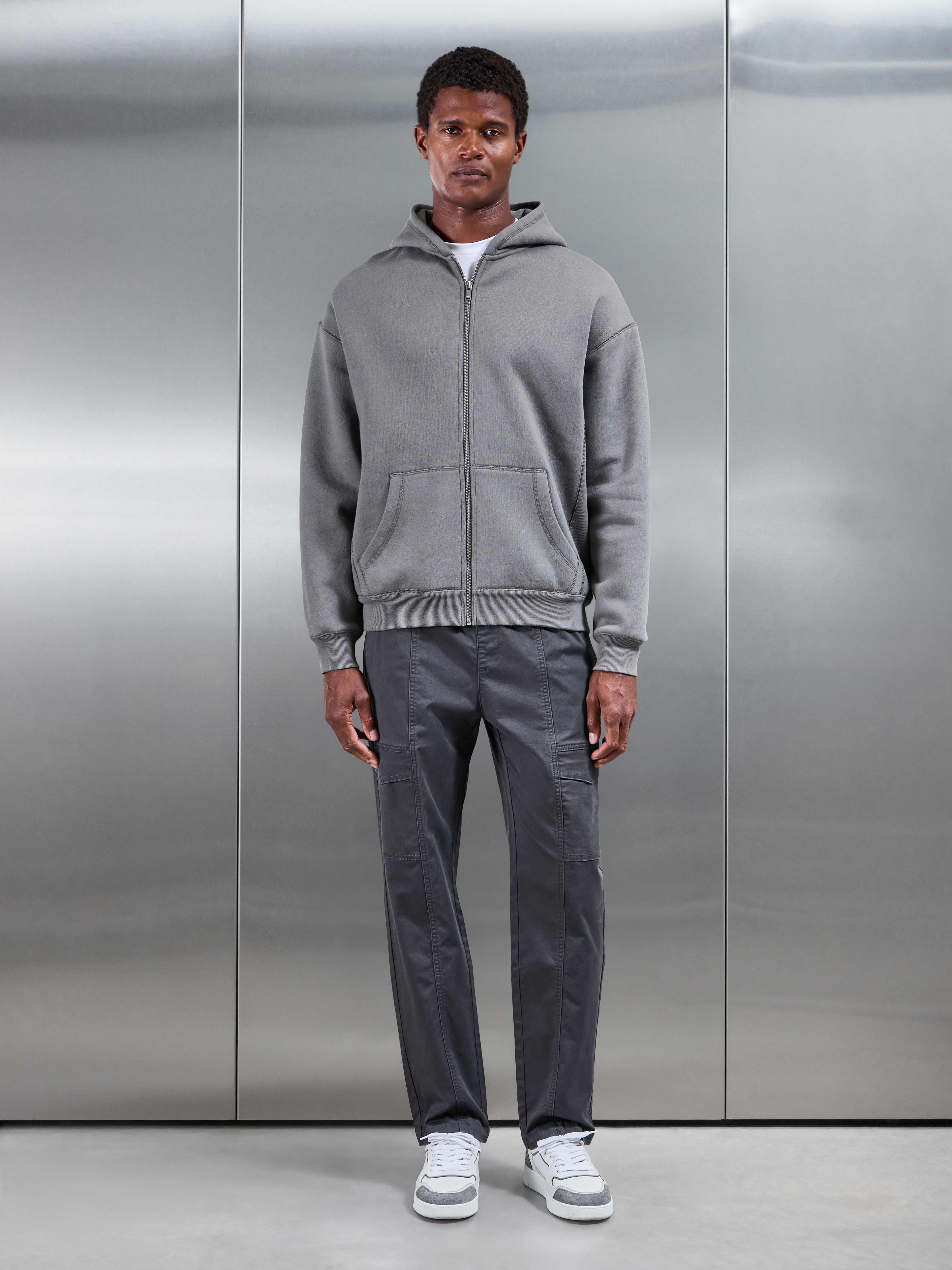 Front Stitch Cotton Cargo Pant in Grey