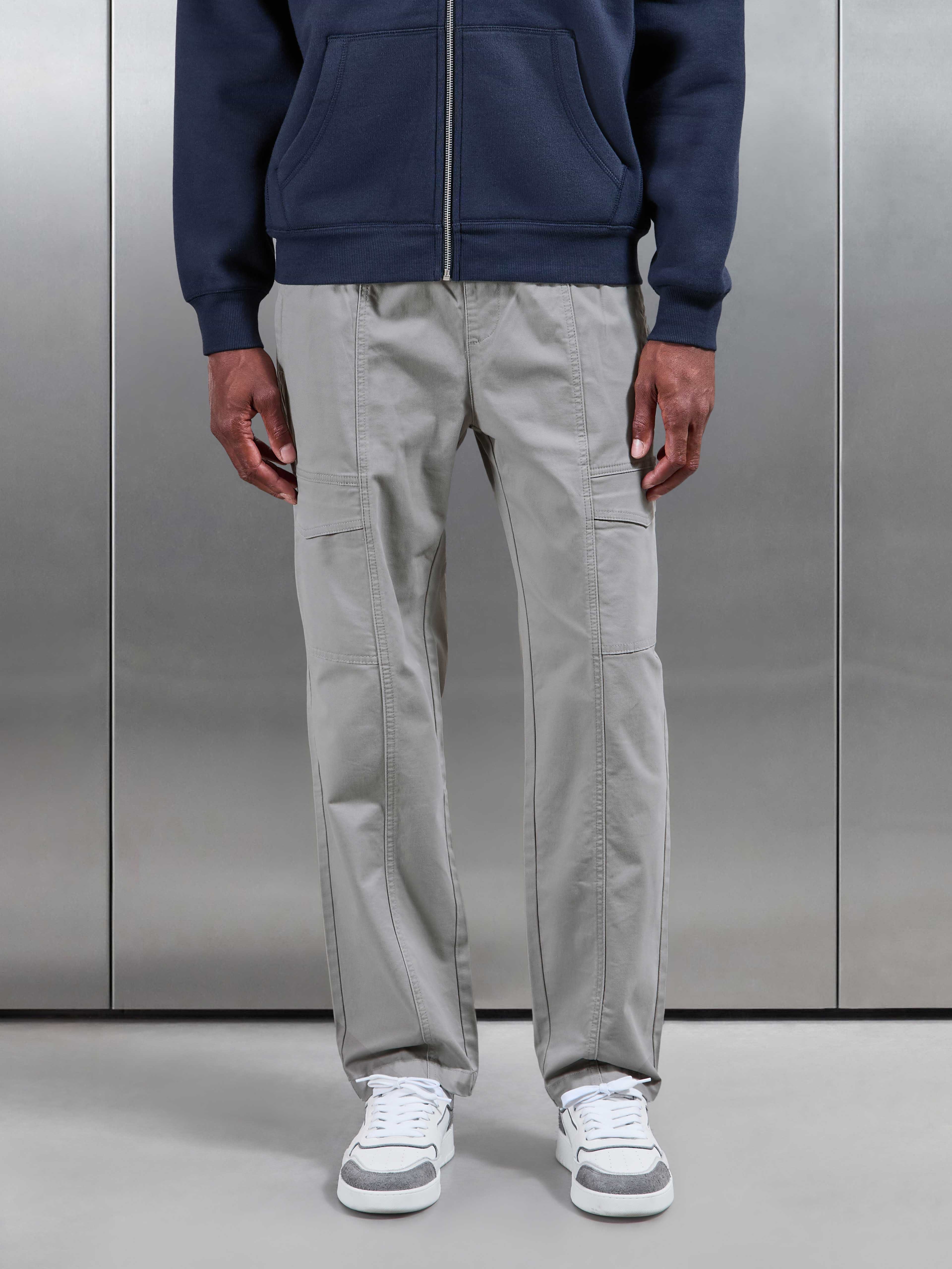 Front Stitch Cotton Cargo Pant in Stone