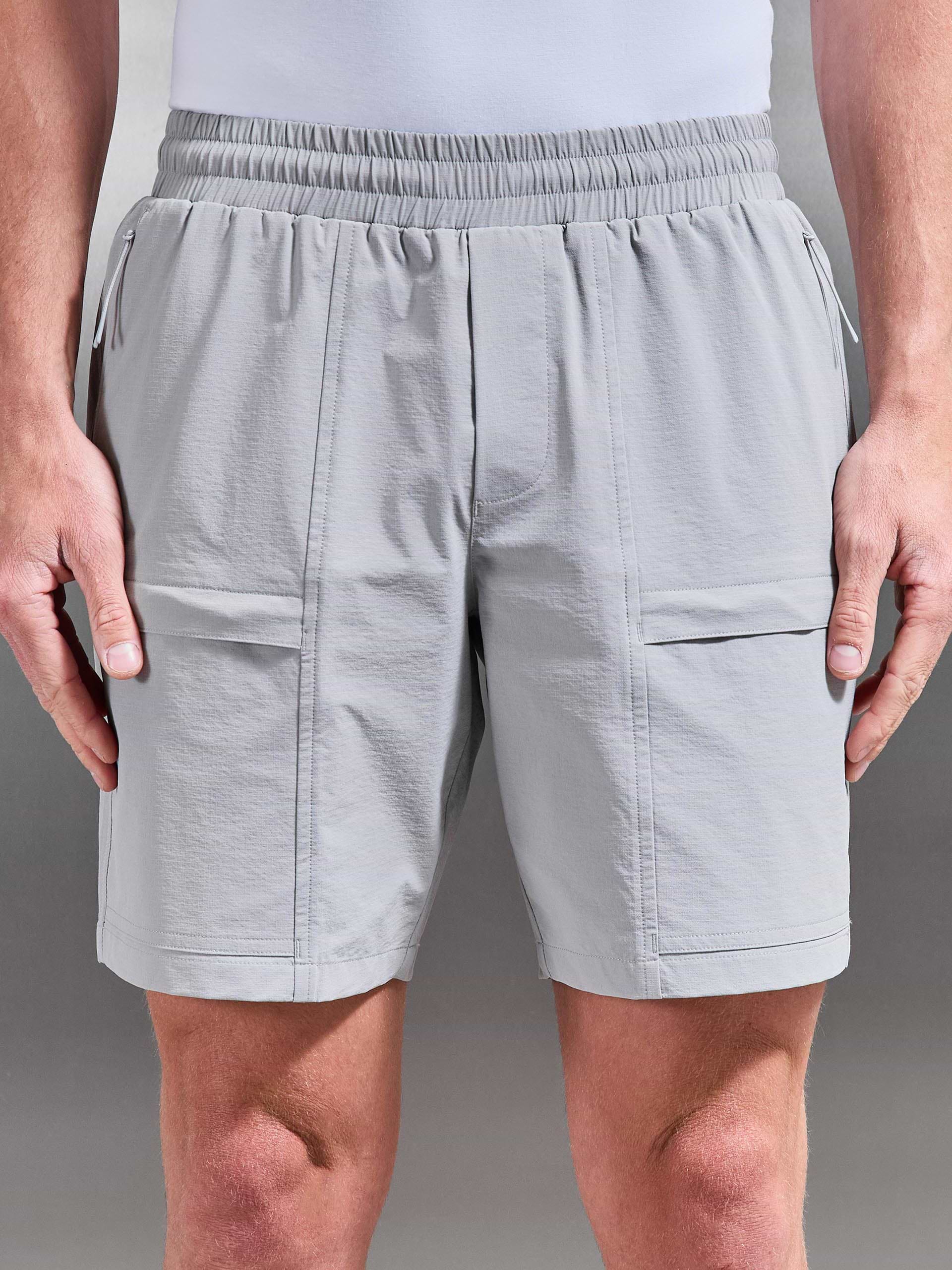 Front Pocket Technical Cargo Short in Mid Grey