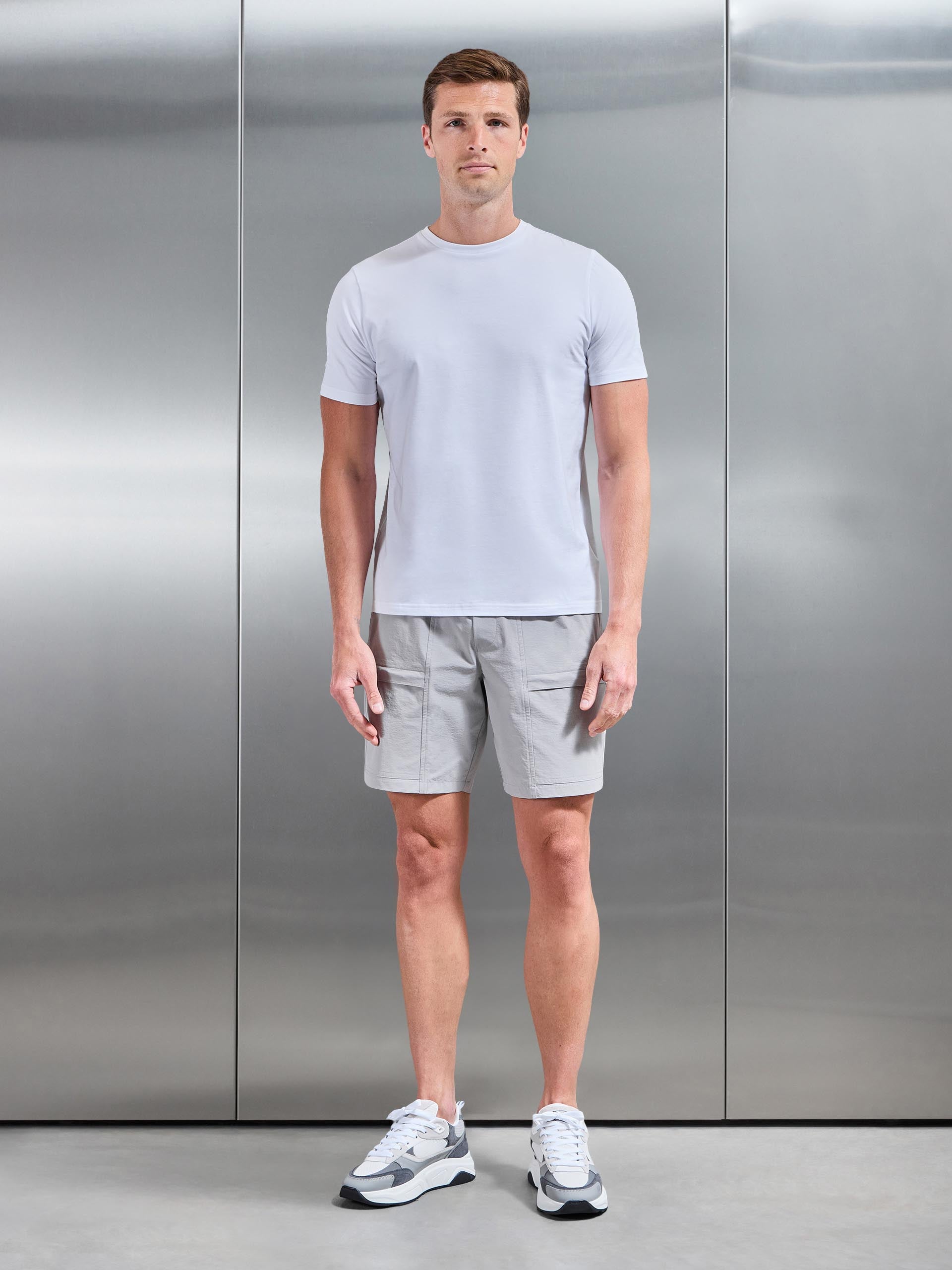 Front Pocket Technical Cargo Short in Mid Grey