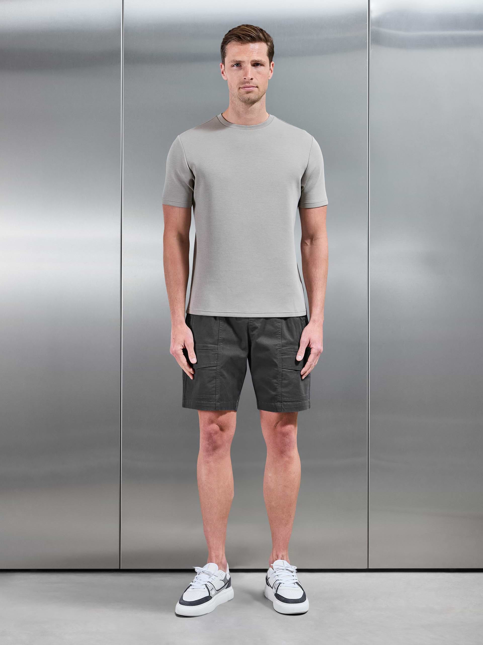 Front Stitch Cotton Cargo Short in Grey