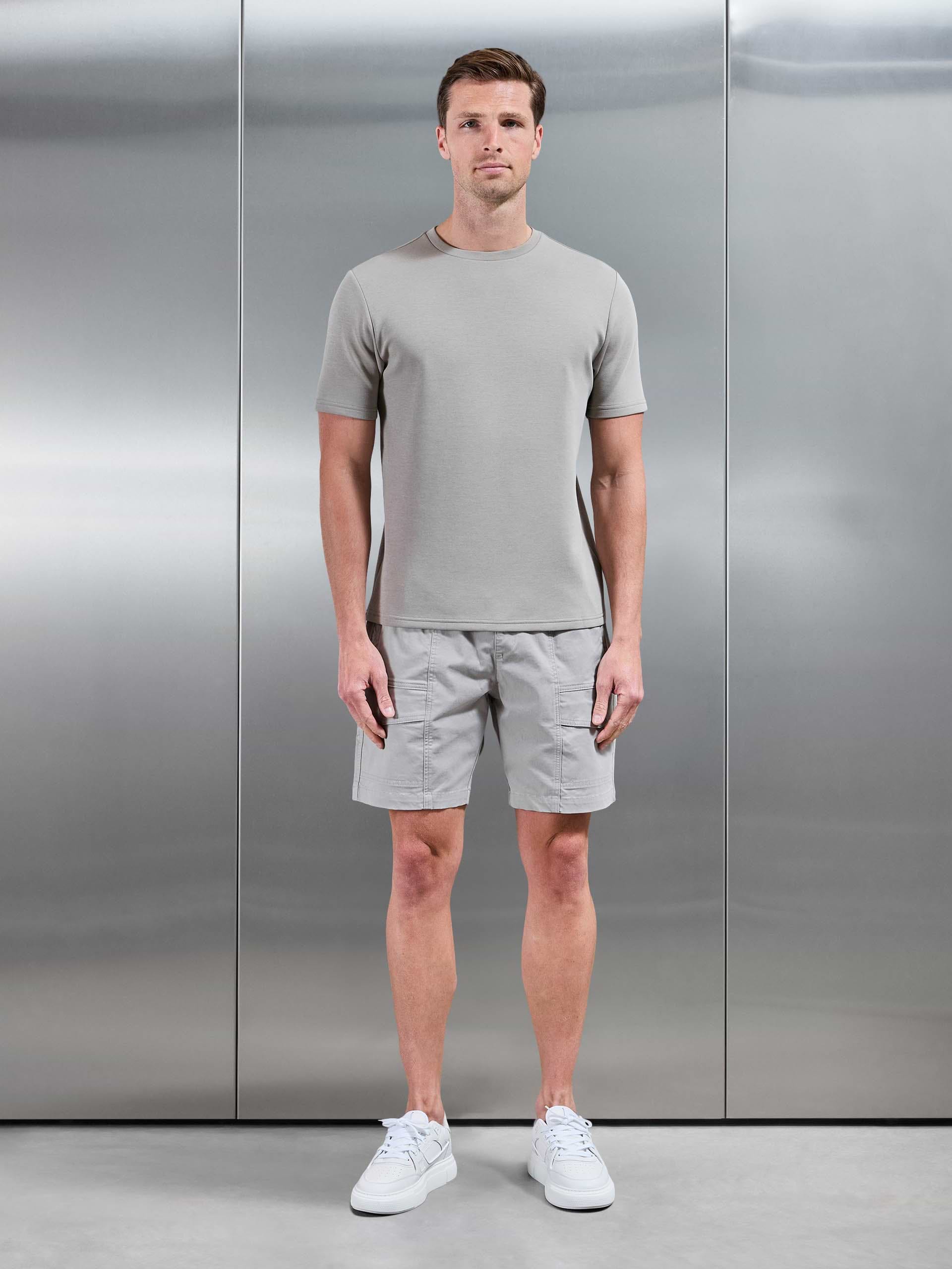 Front Stitch Cotton Cargo Short in Stone