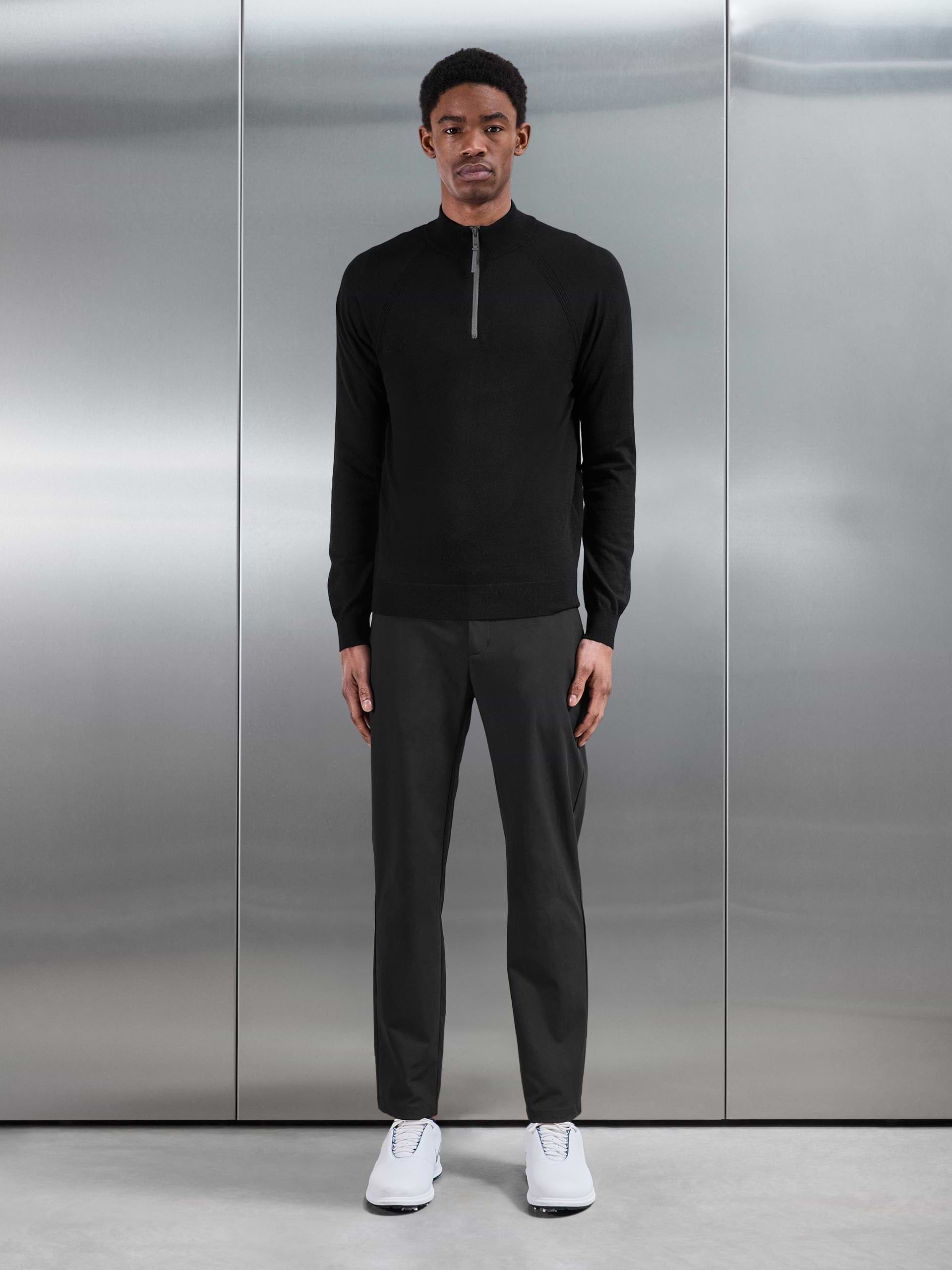 Golf Knitted Half Zip Jumper in Black