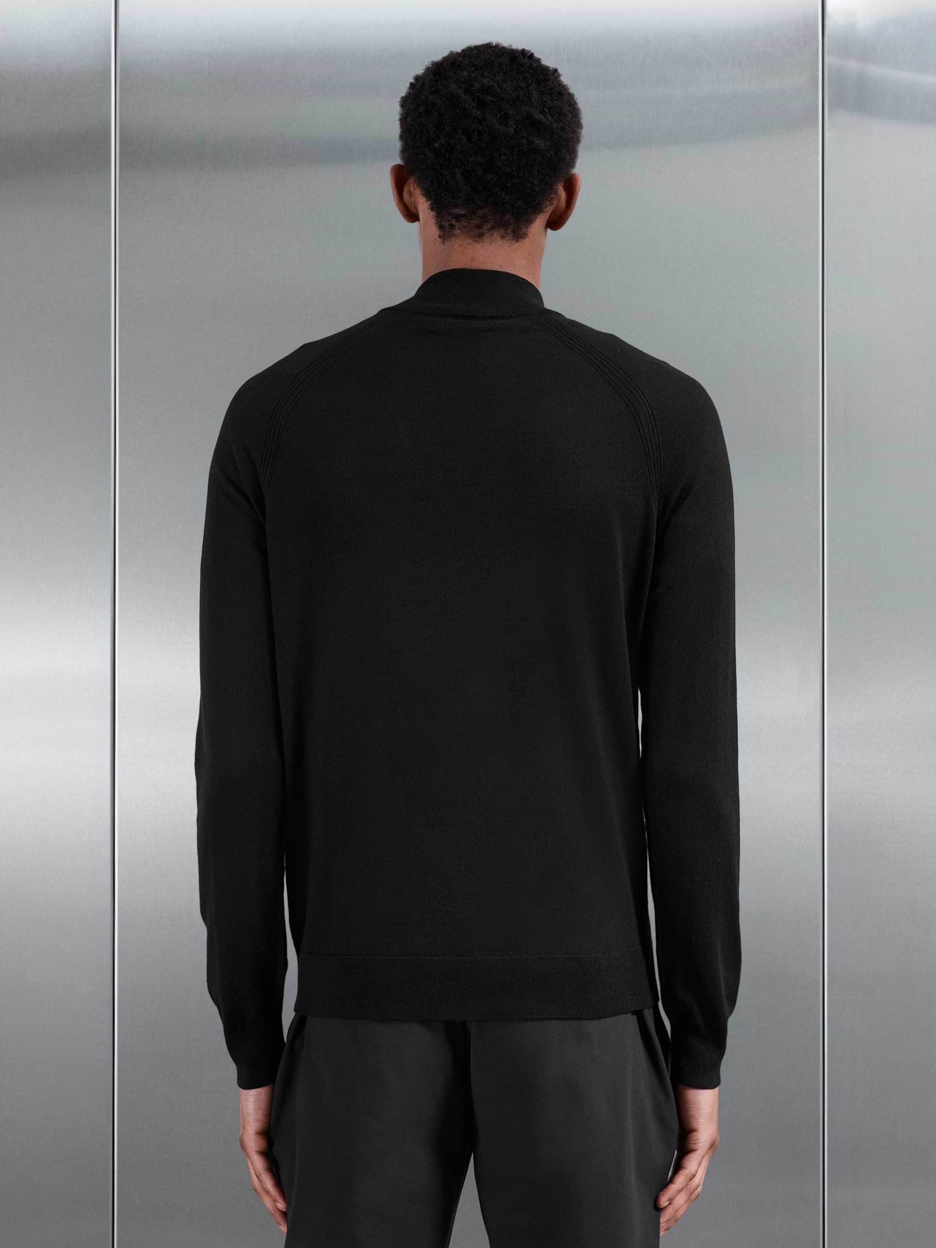 Golf Knitted Half Zip Jumper in Black
