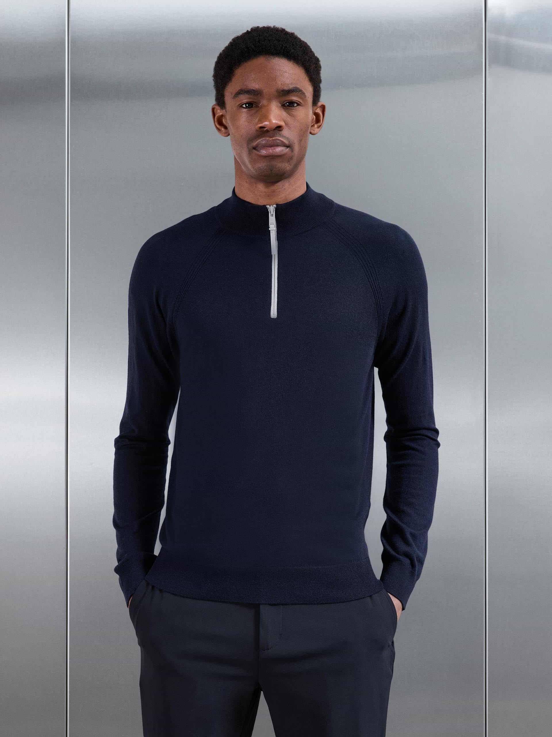 Golf Knitted Half Zip Jumper in Navy