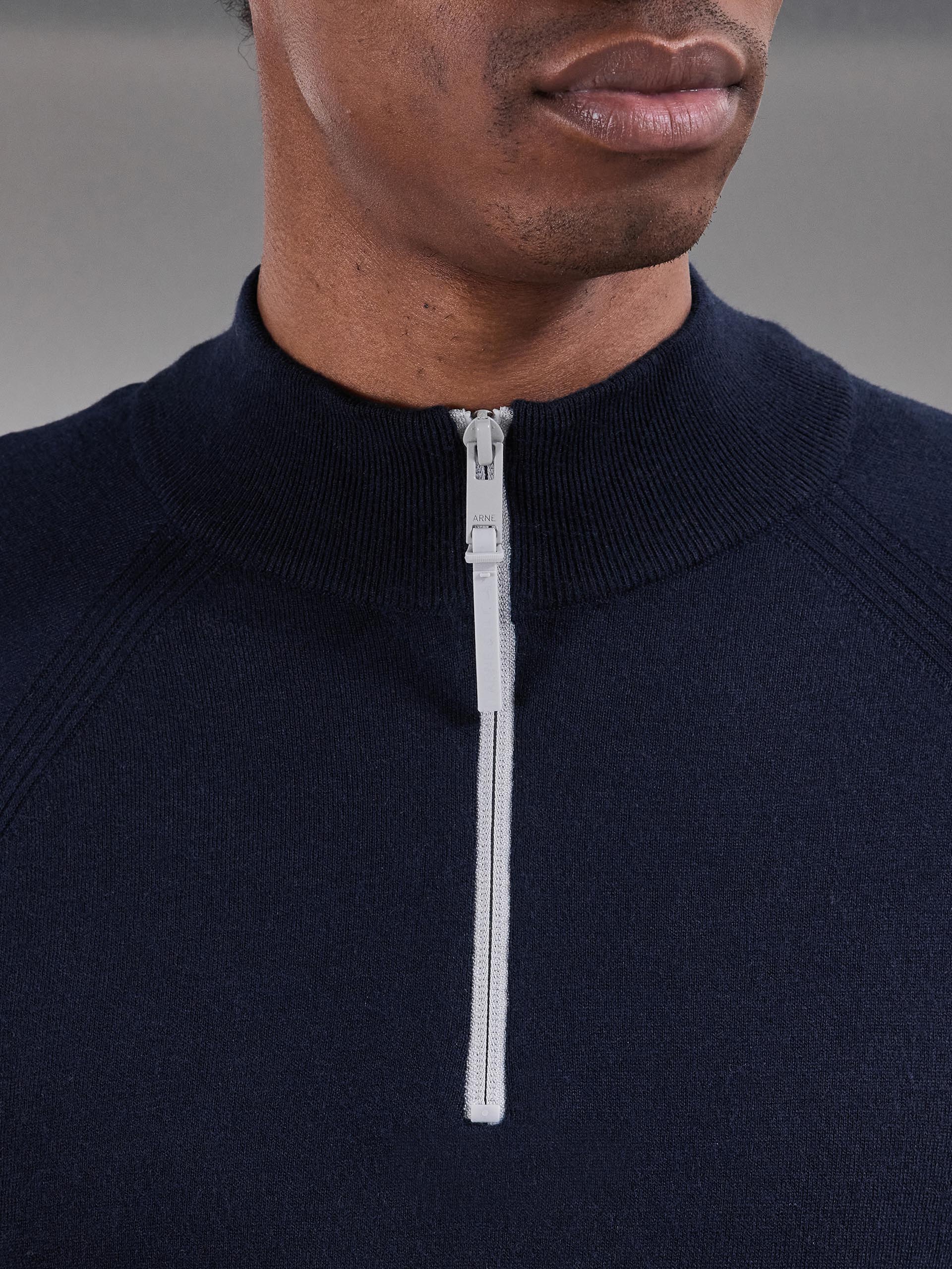 Golf Knitted Half Zip Jumper in Navy