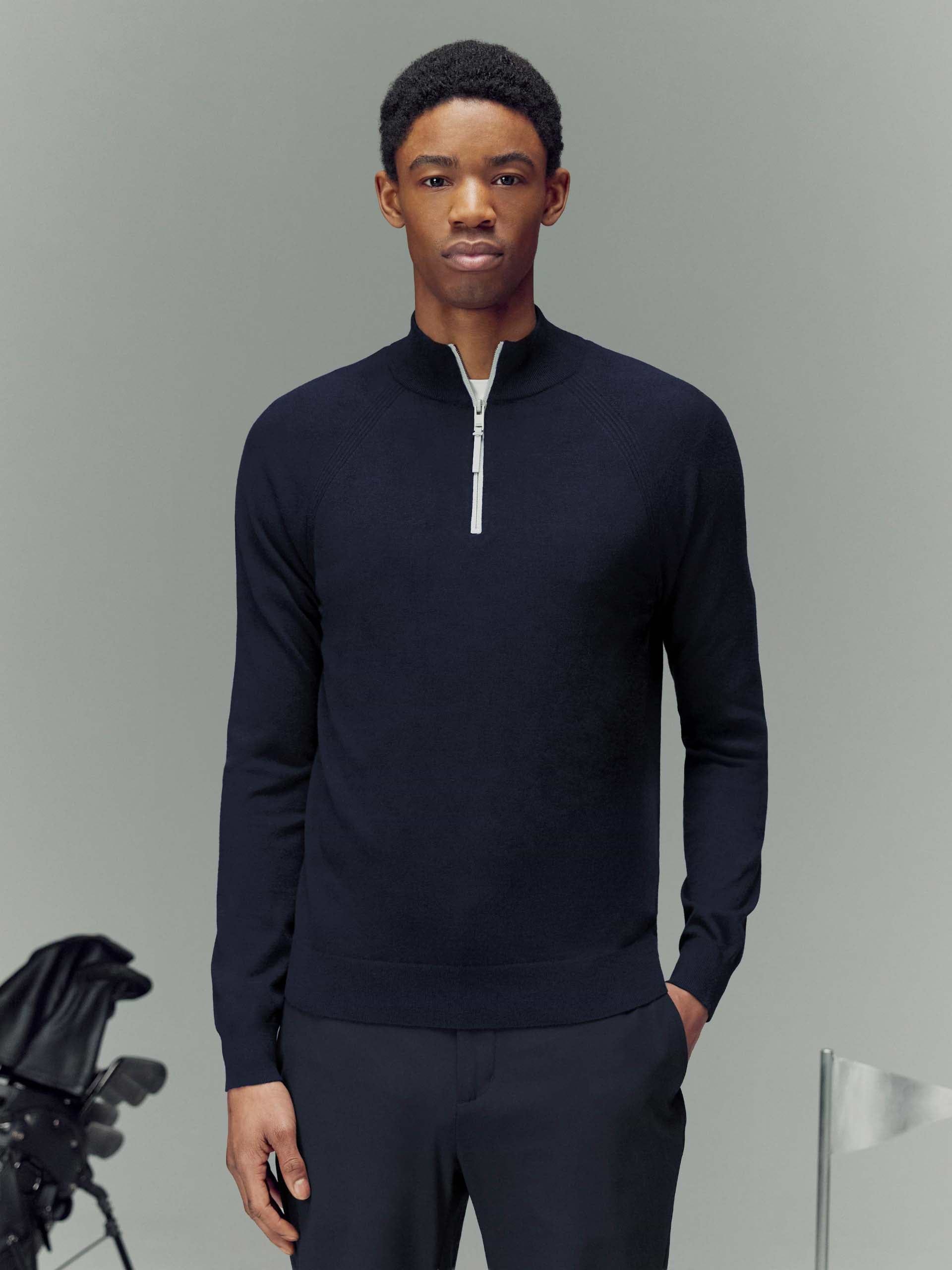 Golf Knitted Half Zip Jumper in Navy