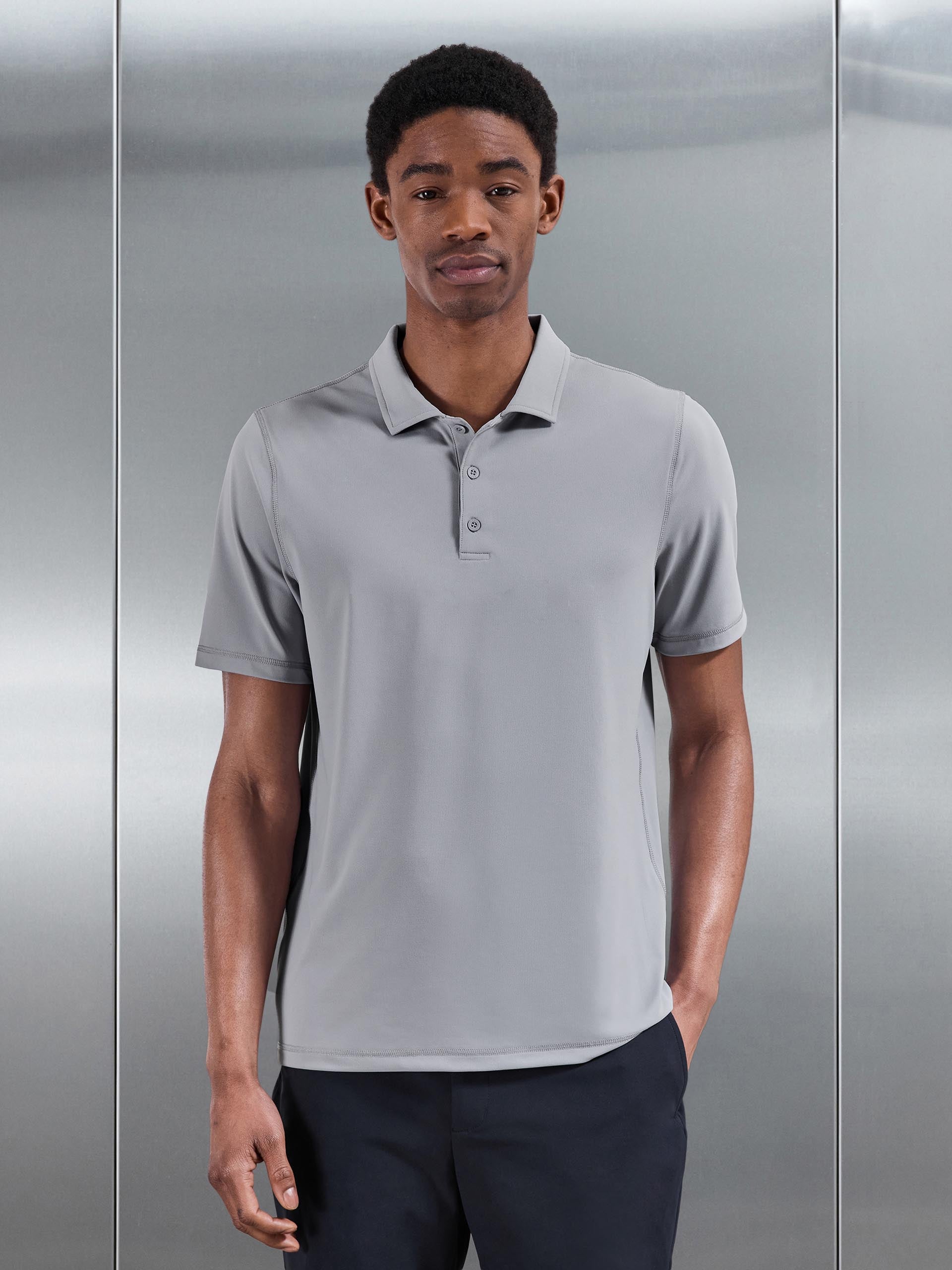 Golf Polo Shirt in Mid Grey
