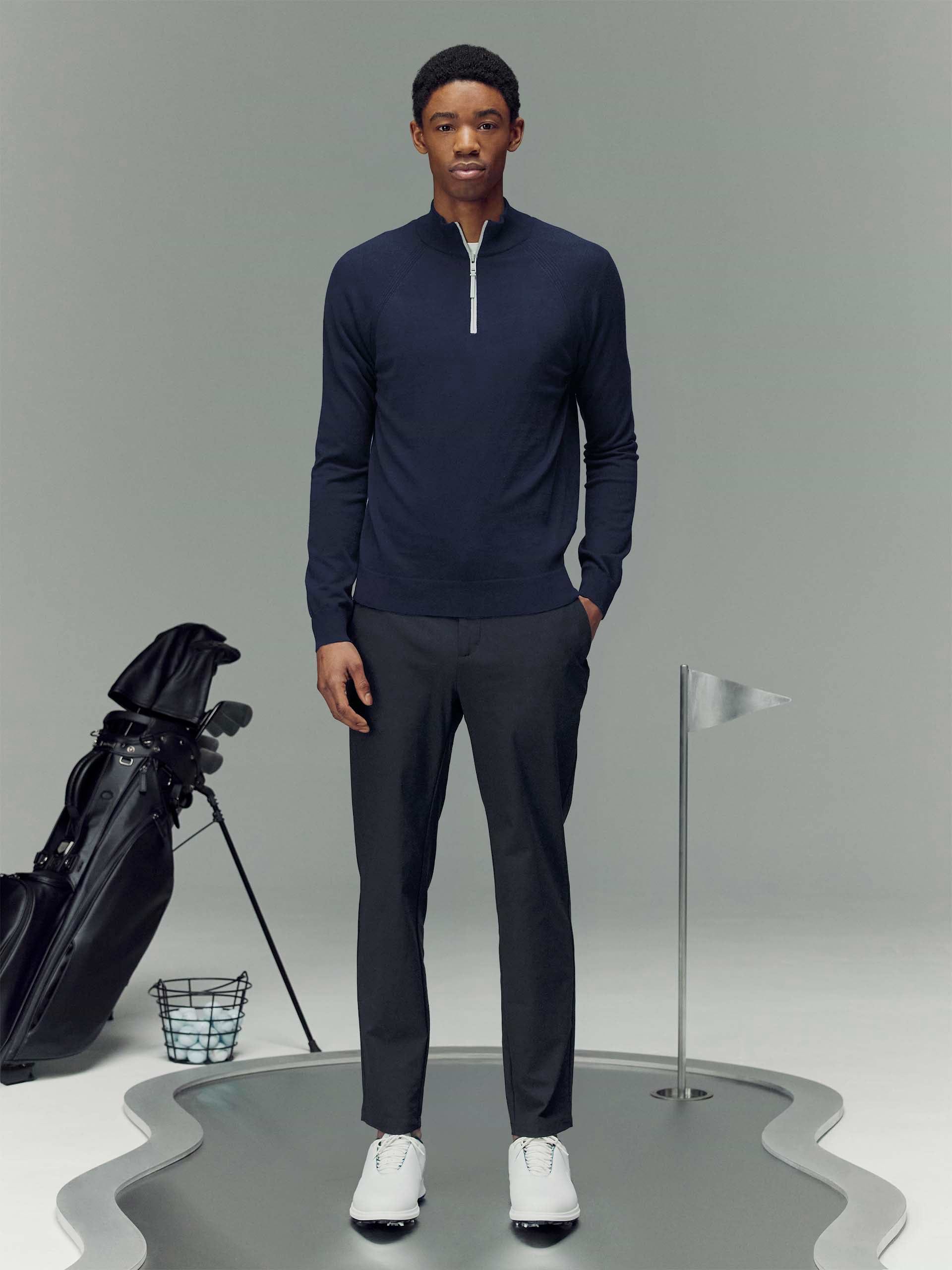 Golf Knitted Half Zip Jumper in Navy