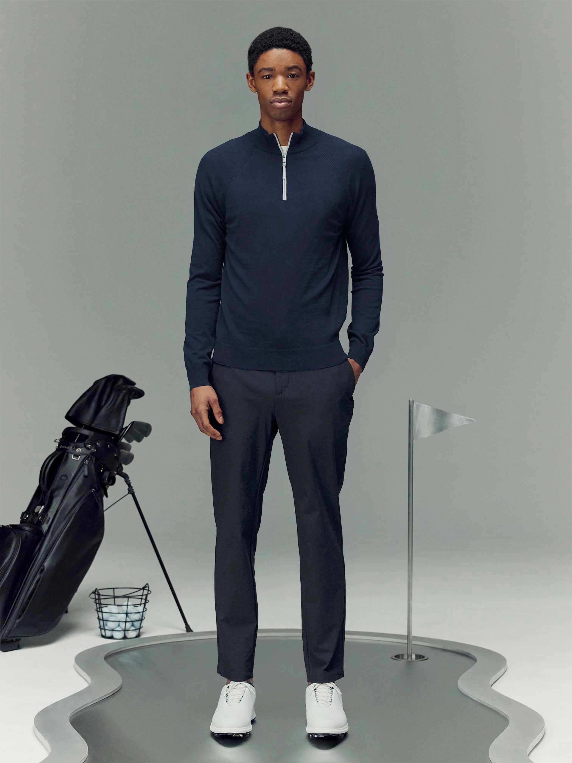 Golf Knitted Half Zip Jumper in Navy