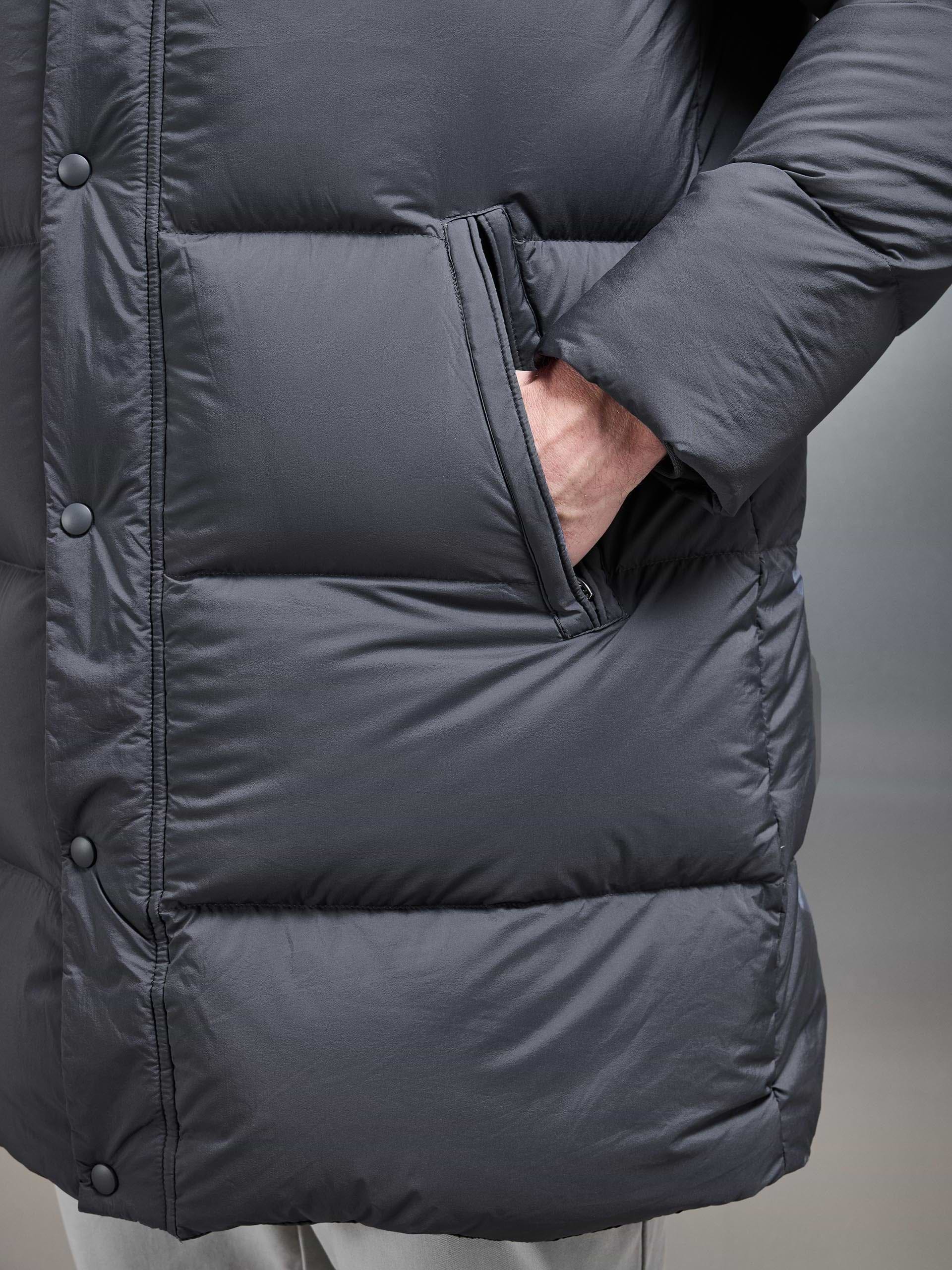 Goose Down Mid Length Jacket in Grey