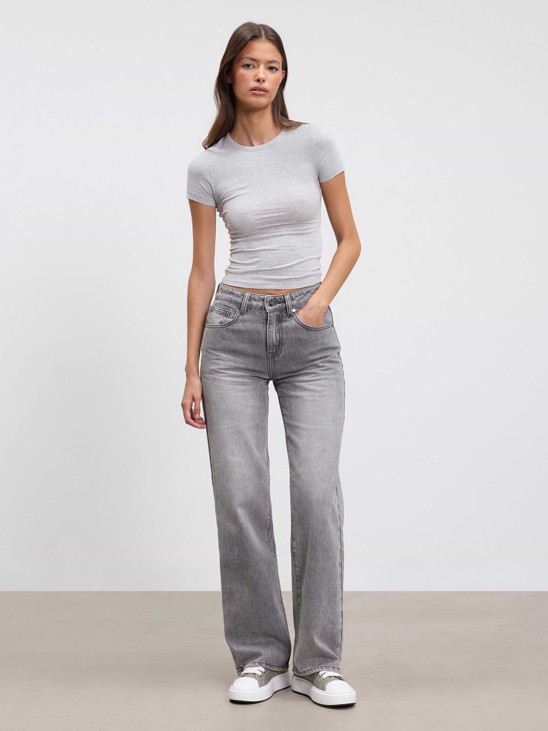 Womens Cotton Jersey T-Shirt in Marl Grey