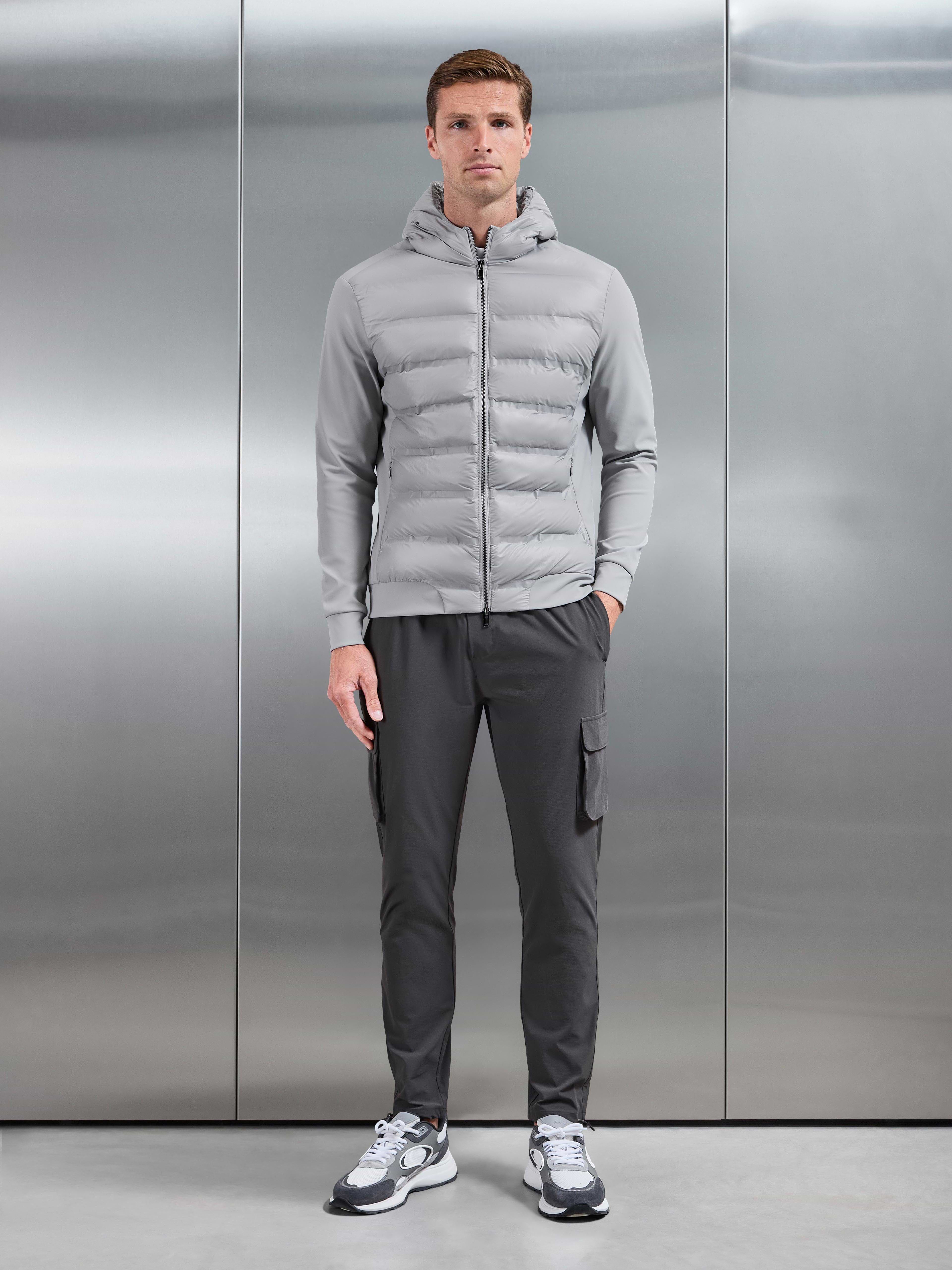 Hybrid Puffer Jacket in Mid Grey