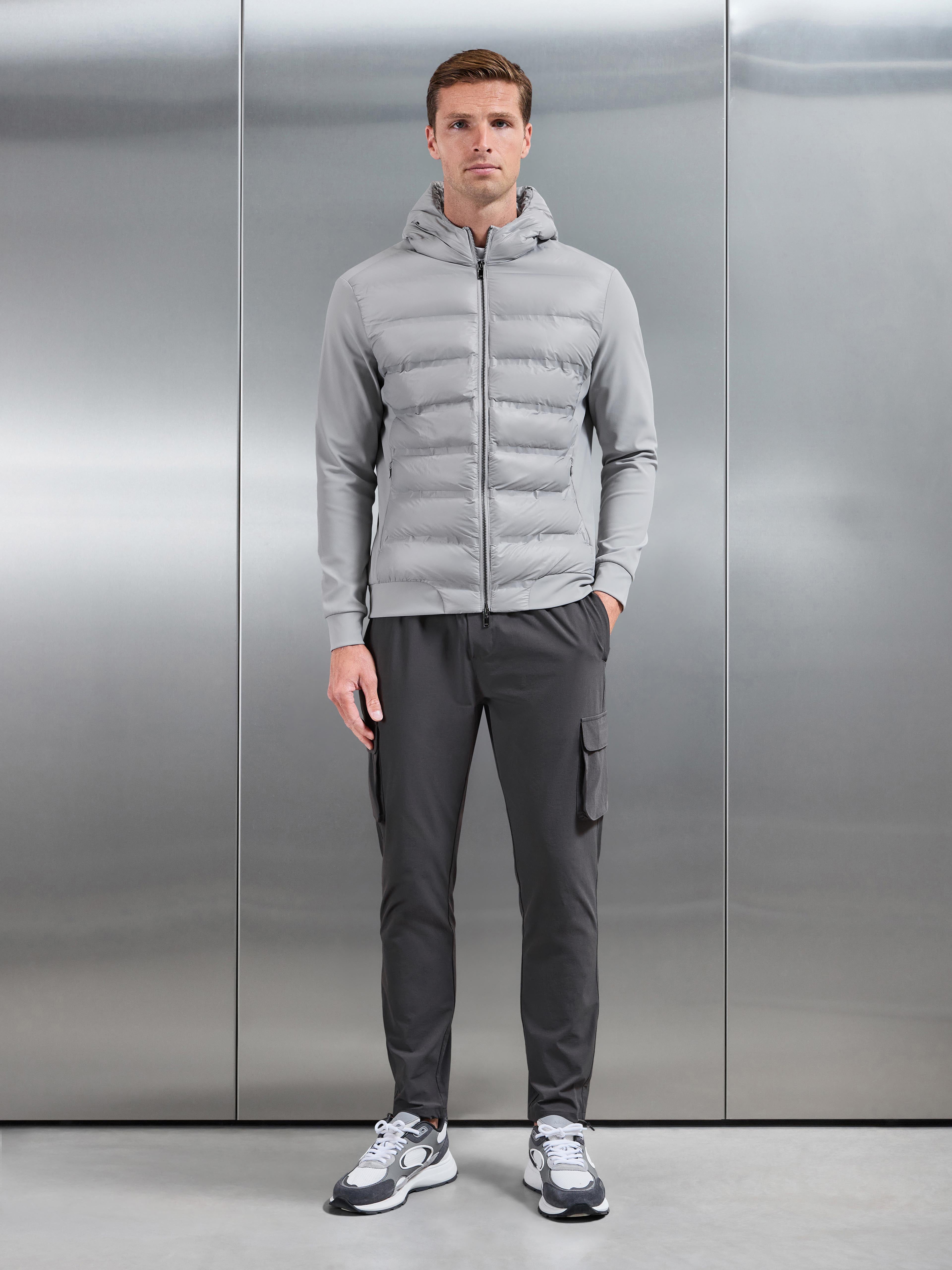 Hybrid Puffer Jacket in Mid Grey