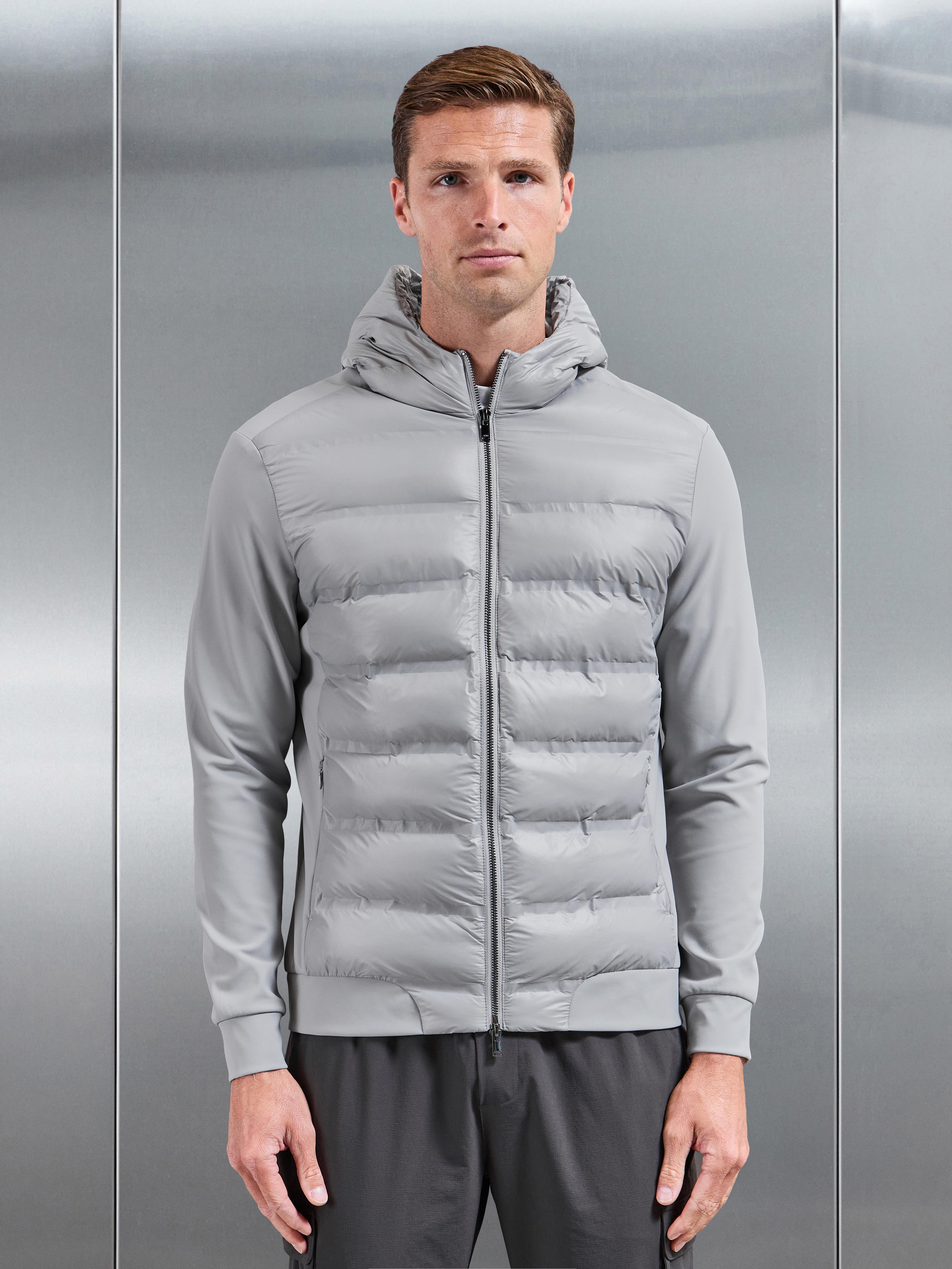 Hybrid Puffer Jacket in Mid Grey