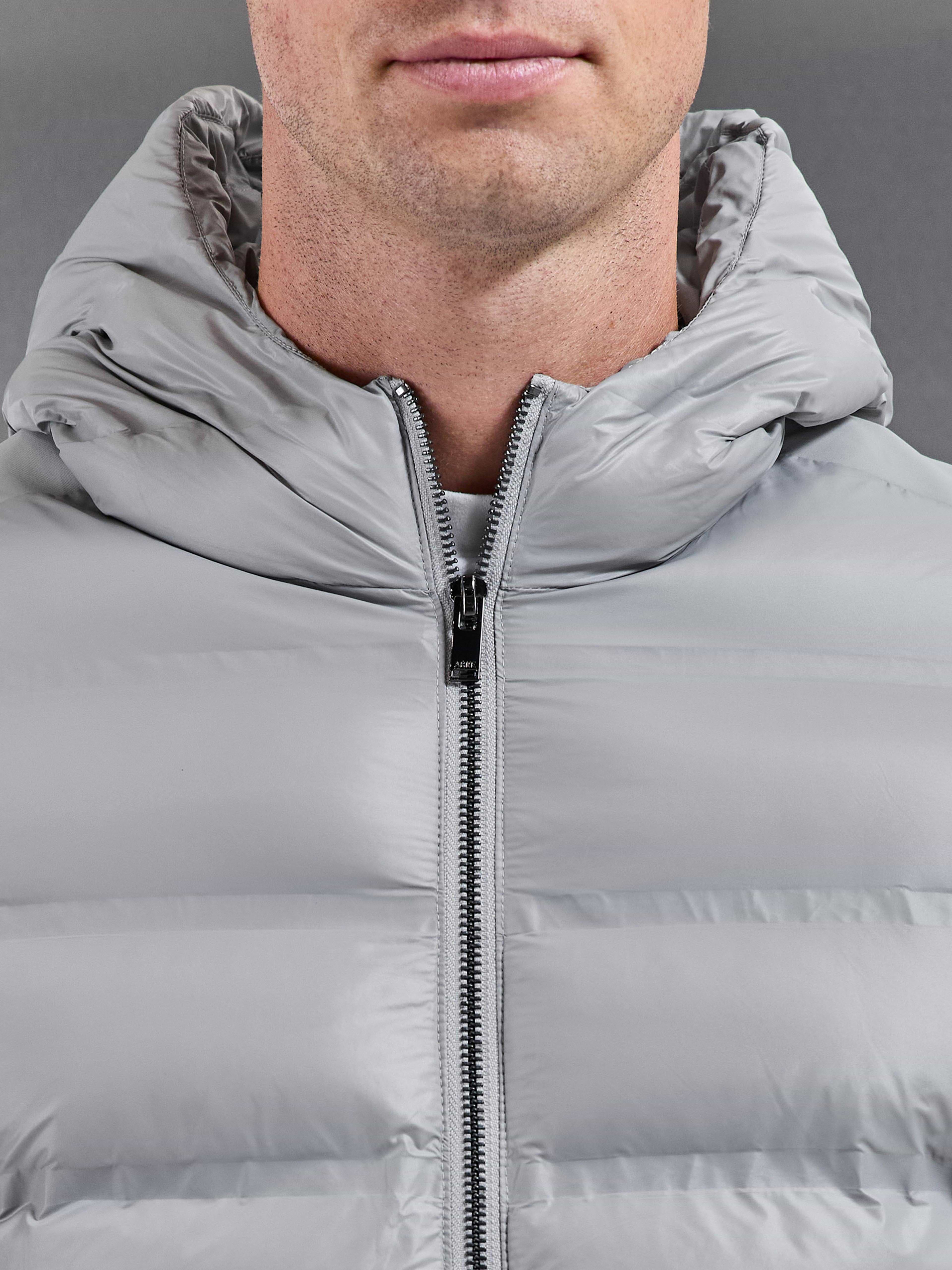 Hybrid Puffer Jacket in Mid Grey