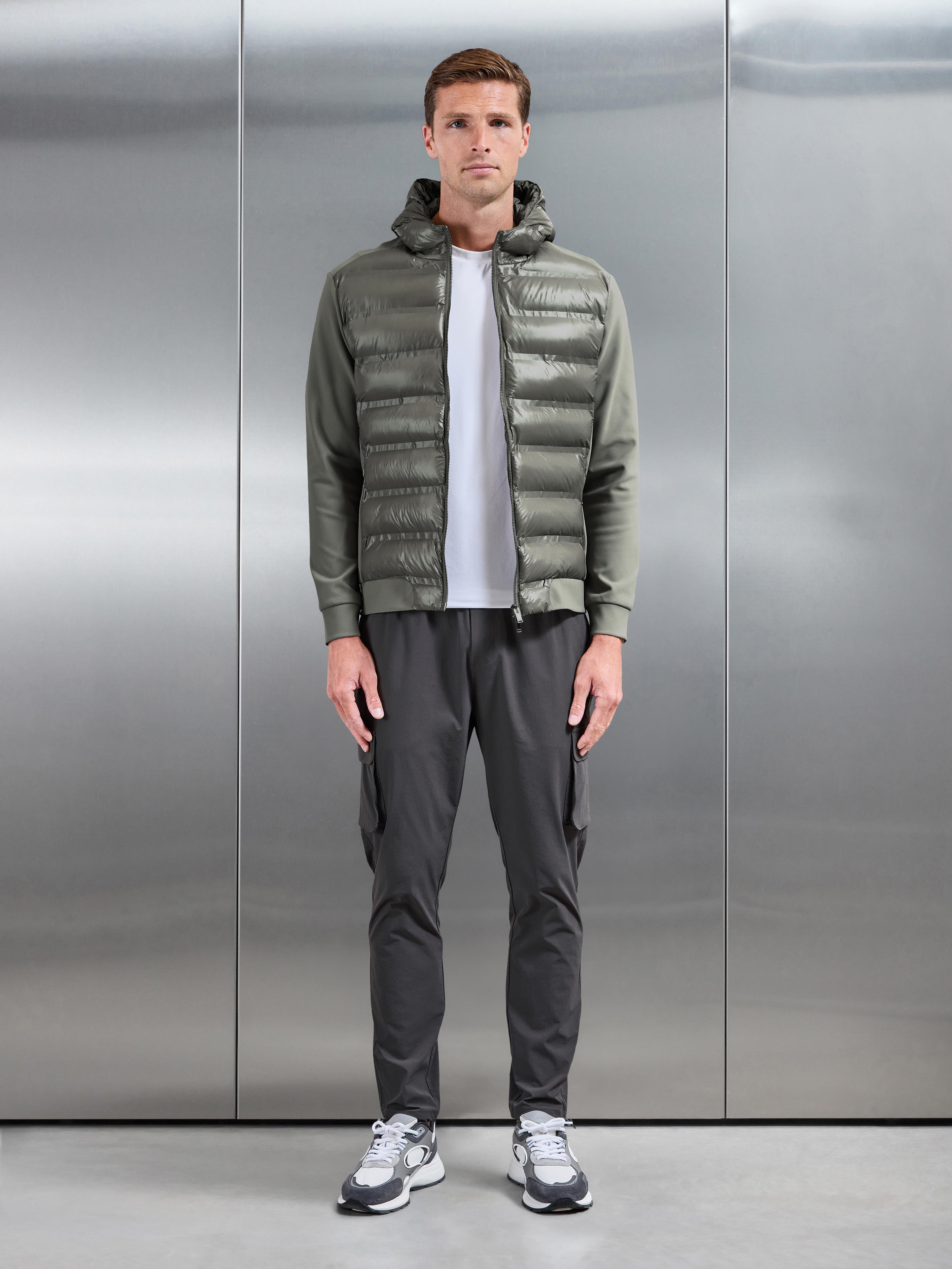 Hybrid Puffer Jacket in Olive