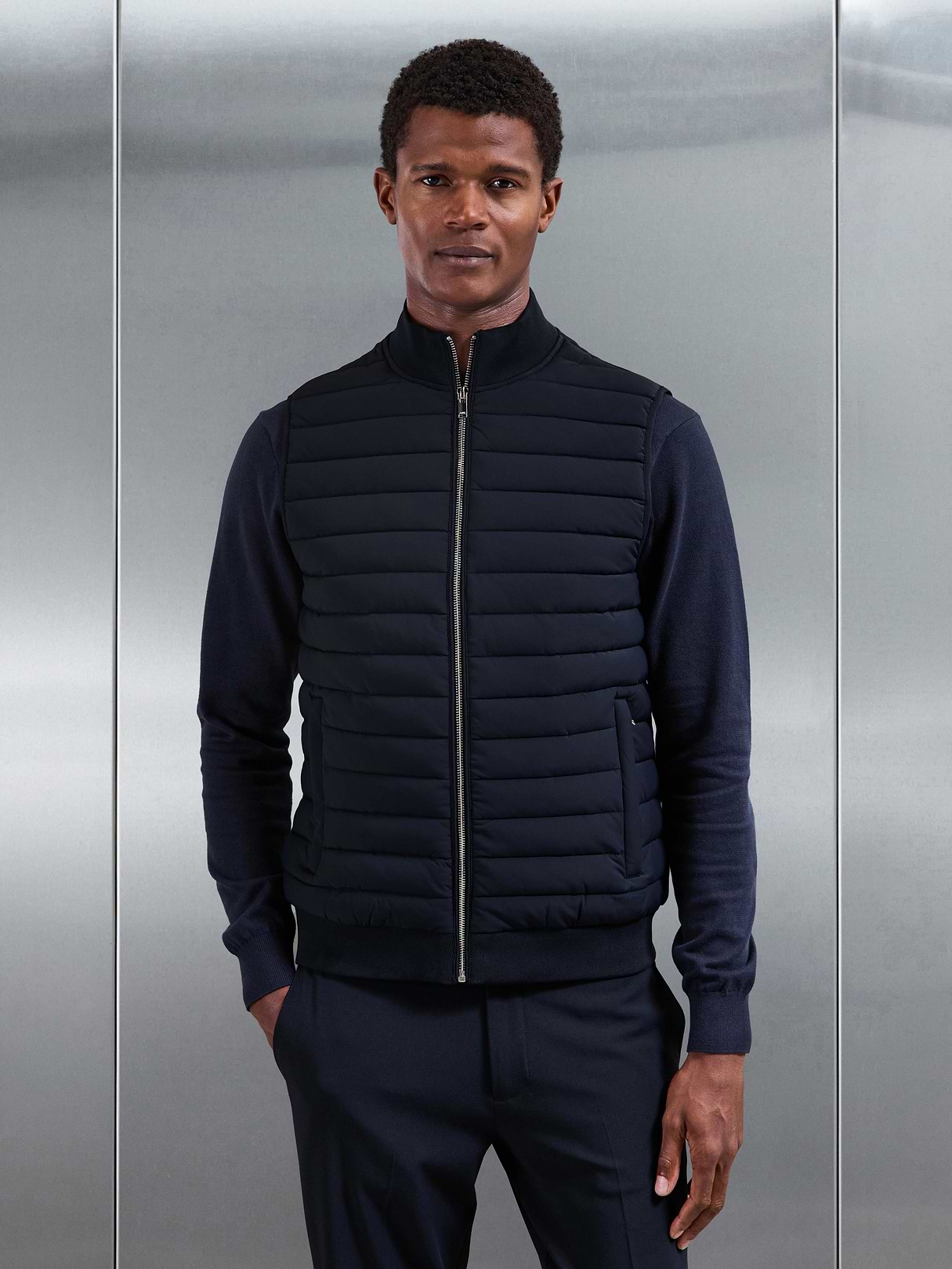 Hybrid Quilted Gilet in Navy | ARNE UK