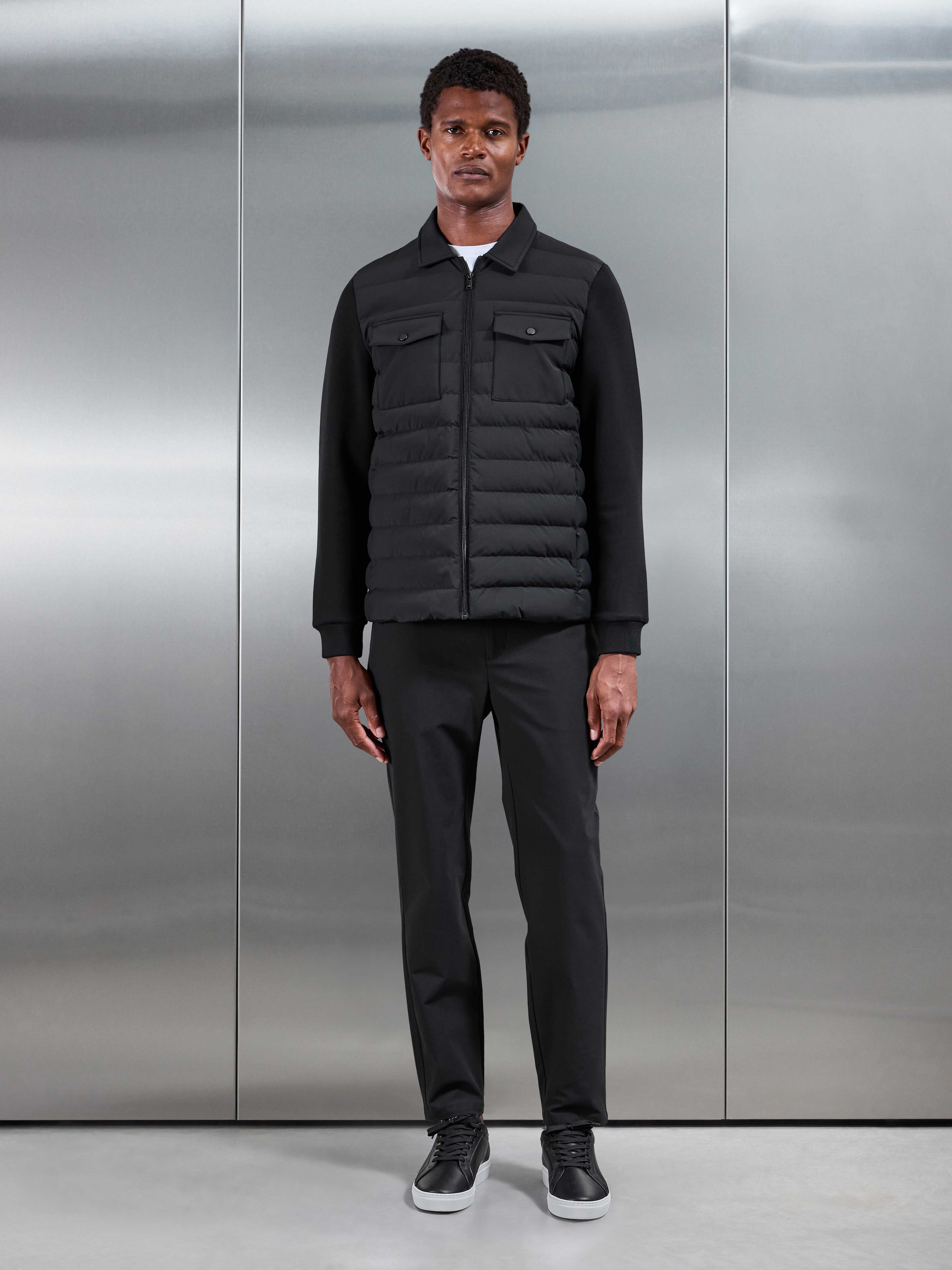 Hybrid Quilted Overshirt in Black