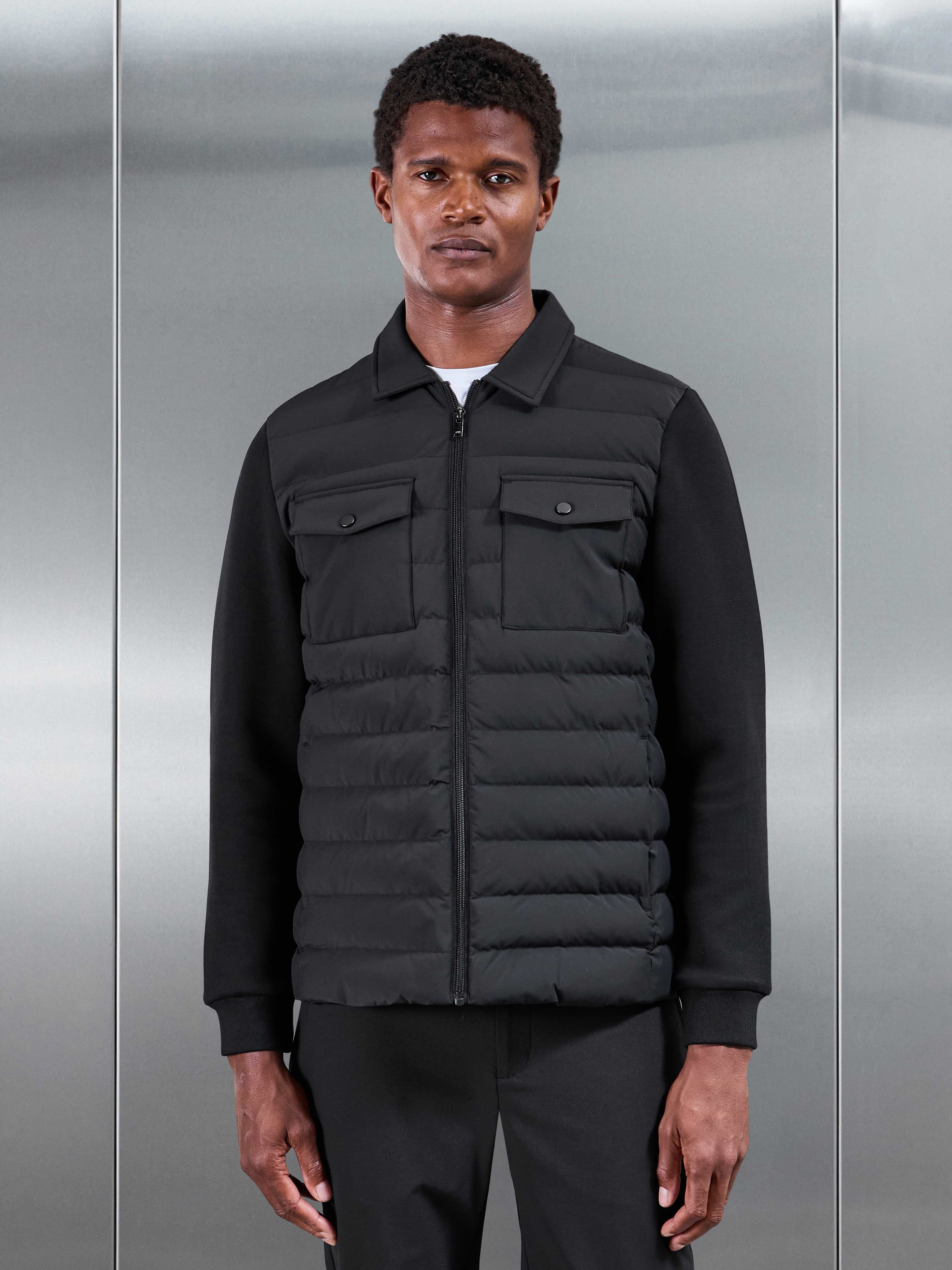 Hybrid Quilted Overshirt in Black