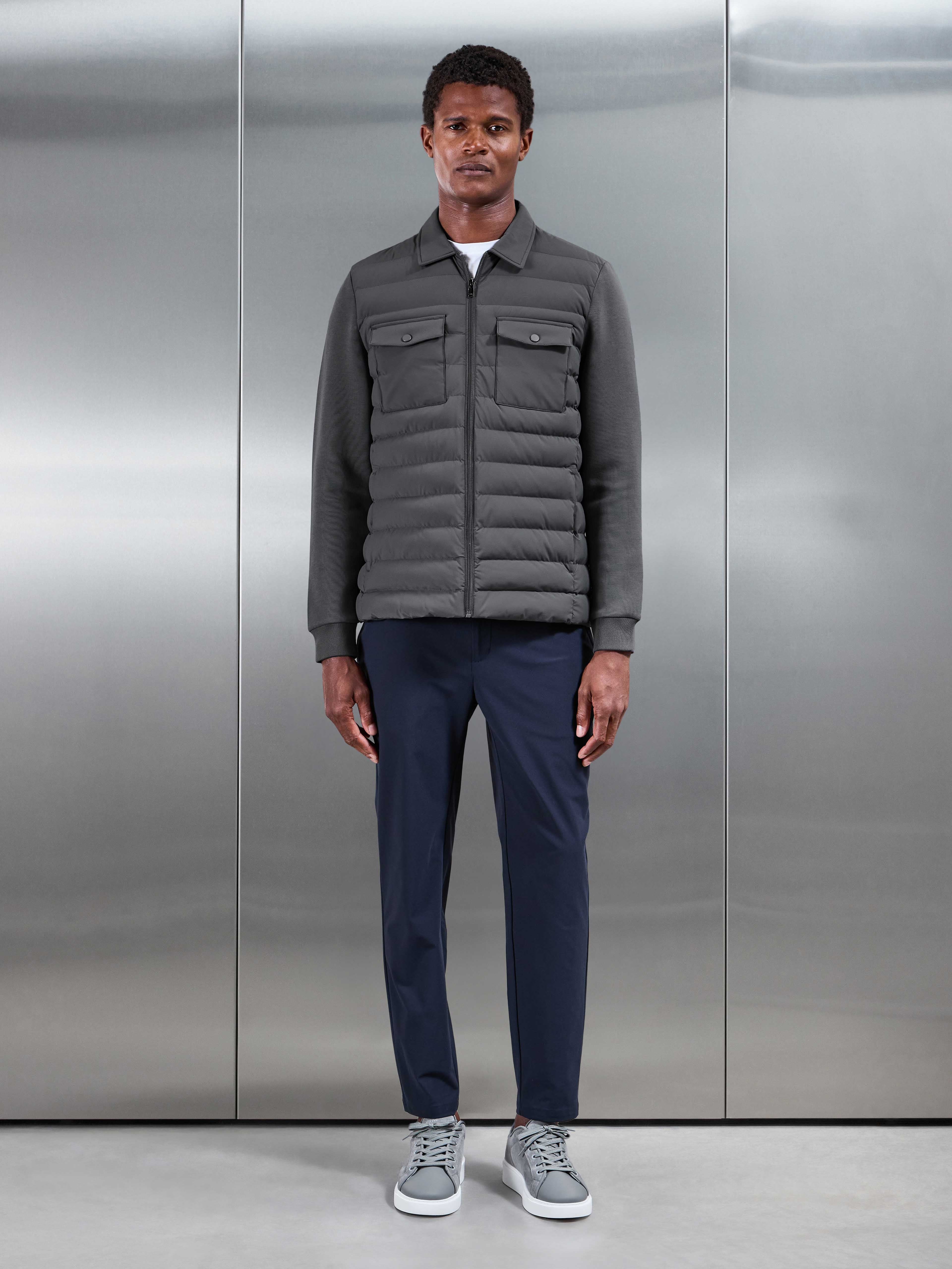 Hybrid Quilted Overshirt in Grey