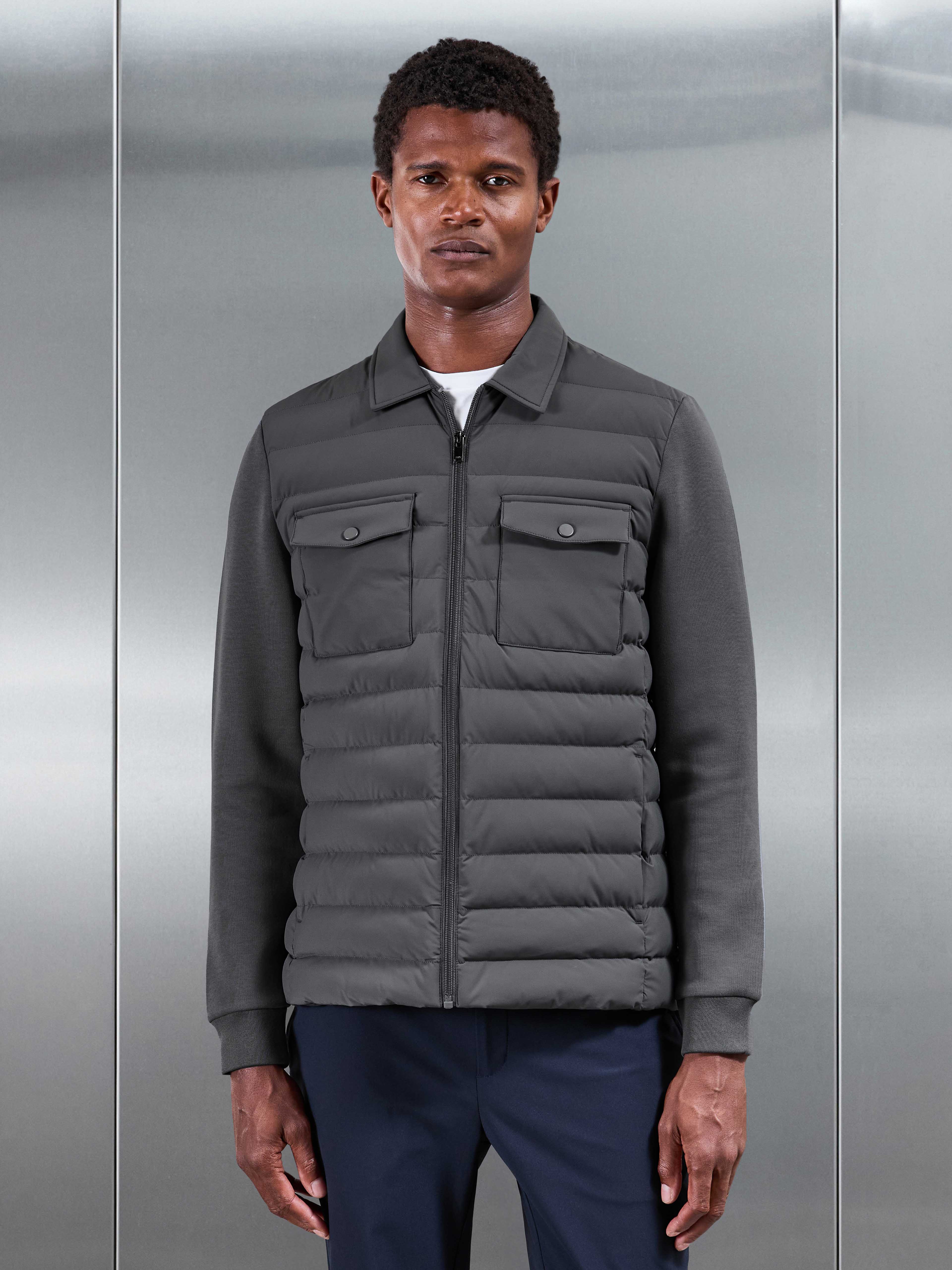 Hybrid Quilted Overshirt in Grey